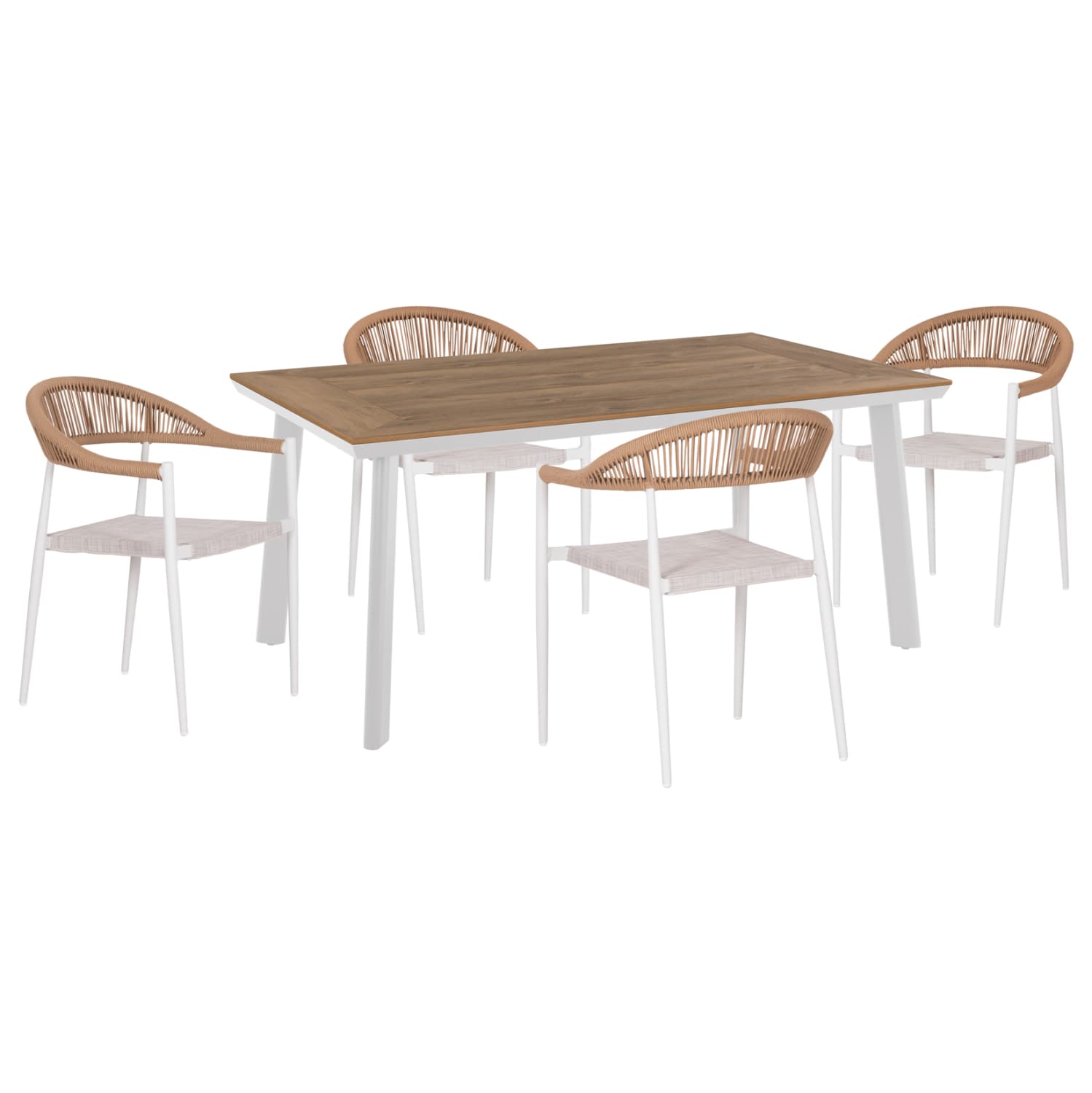 OUTDOOR DINING SET 5PCS BERG ALUMINUM-POLYWOOD-TEXTILENE---WHITE