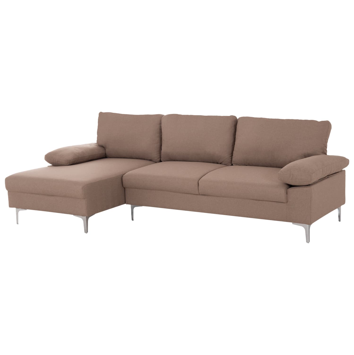 SOFA LEFT CORNER ANTON IVORY FABRIC--METAL LEGS 260x130x84Hcm