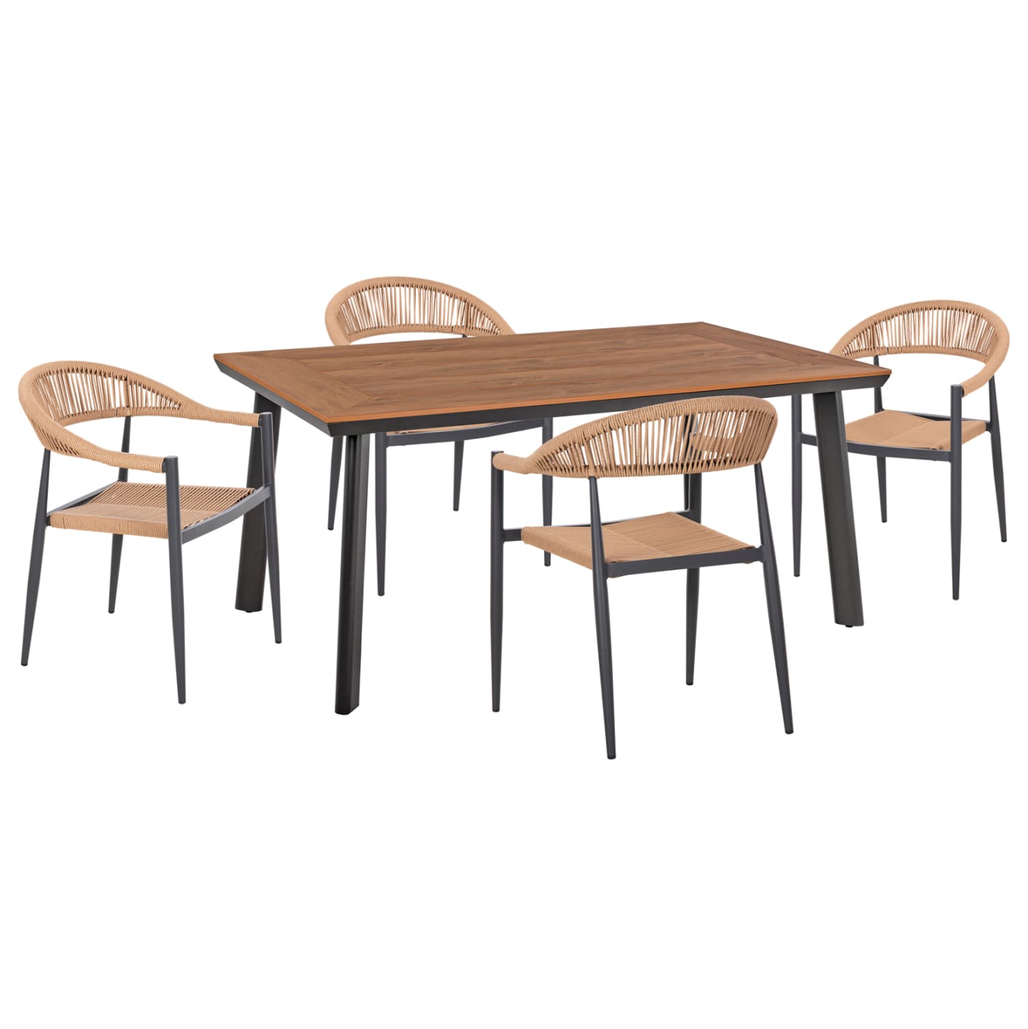 OUTDOOR DINING SET 5PCS TABER DARK GREY ALUMINUM--POLYWOOD--P.E.RATTAN BEIGE