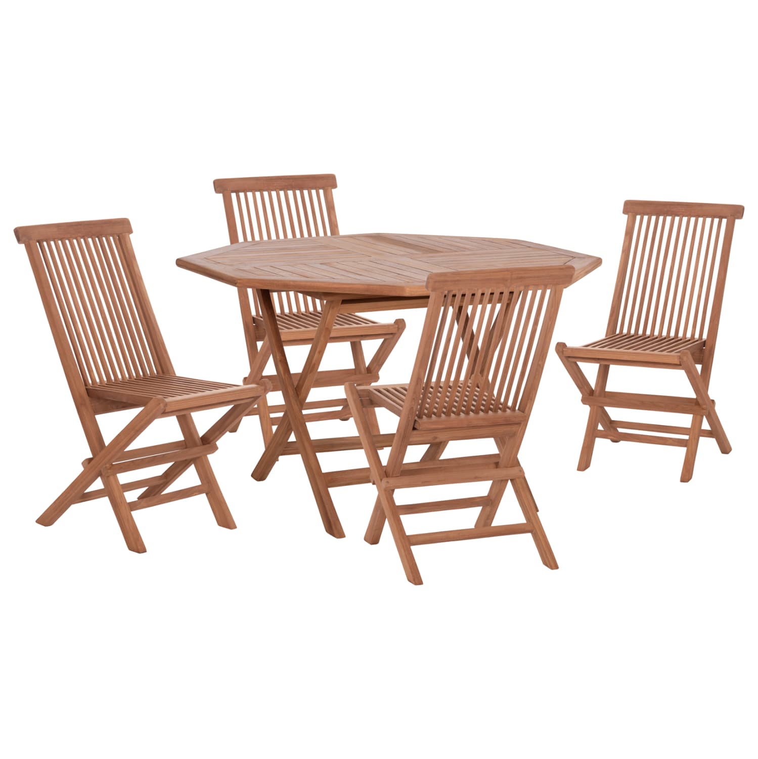 OUTDOOR DINING SET 5PCS FOLDABLE KARLIN TEAK WOOD IN NATURAL