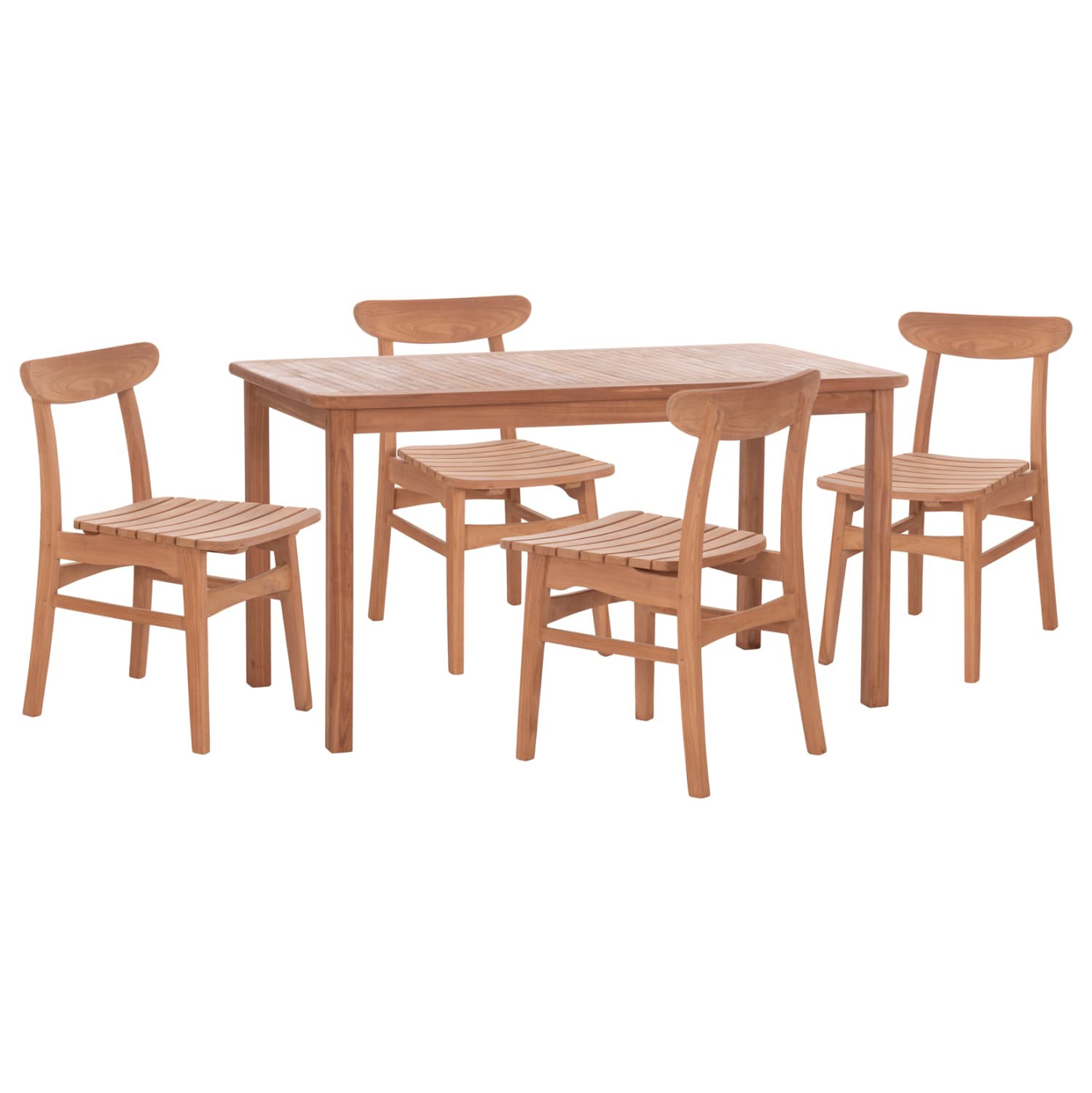 OUTDOOR DINING SET 5PCS ROBBIE TEAK WOOD IN NATURAL COLOR