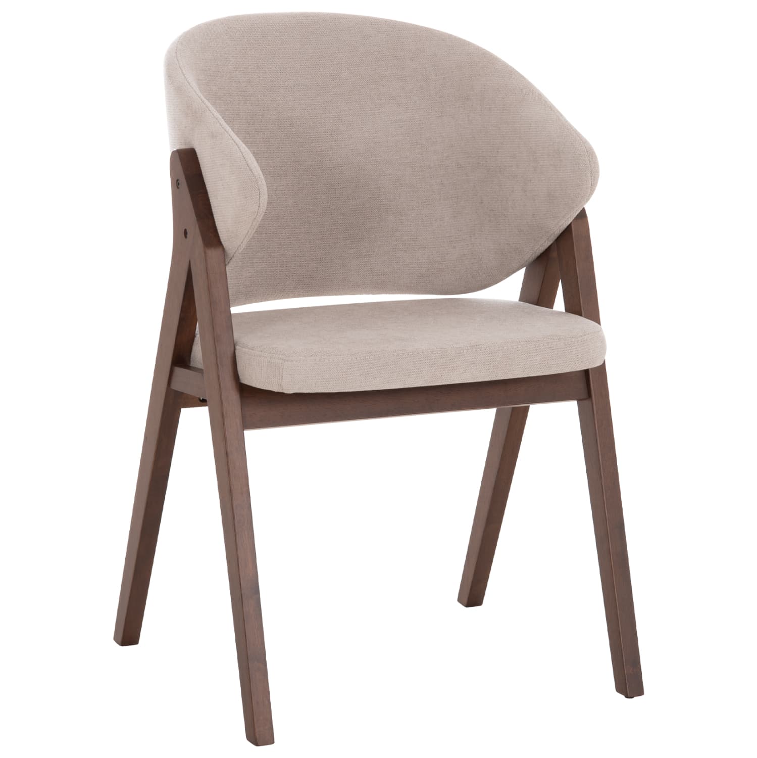 DINING CHAIR HANA RUBBERWOOD IN WALNUT-FABRIC IN BEIGE 55,5x60x85Hcm.