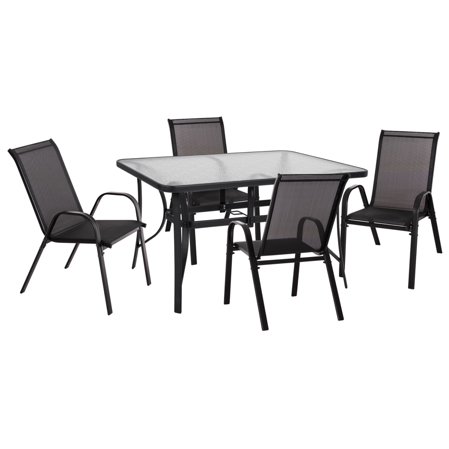 OUTDOOR DINING SET 5PCS BRUNO METAL & TEXTILENE-- BLACK