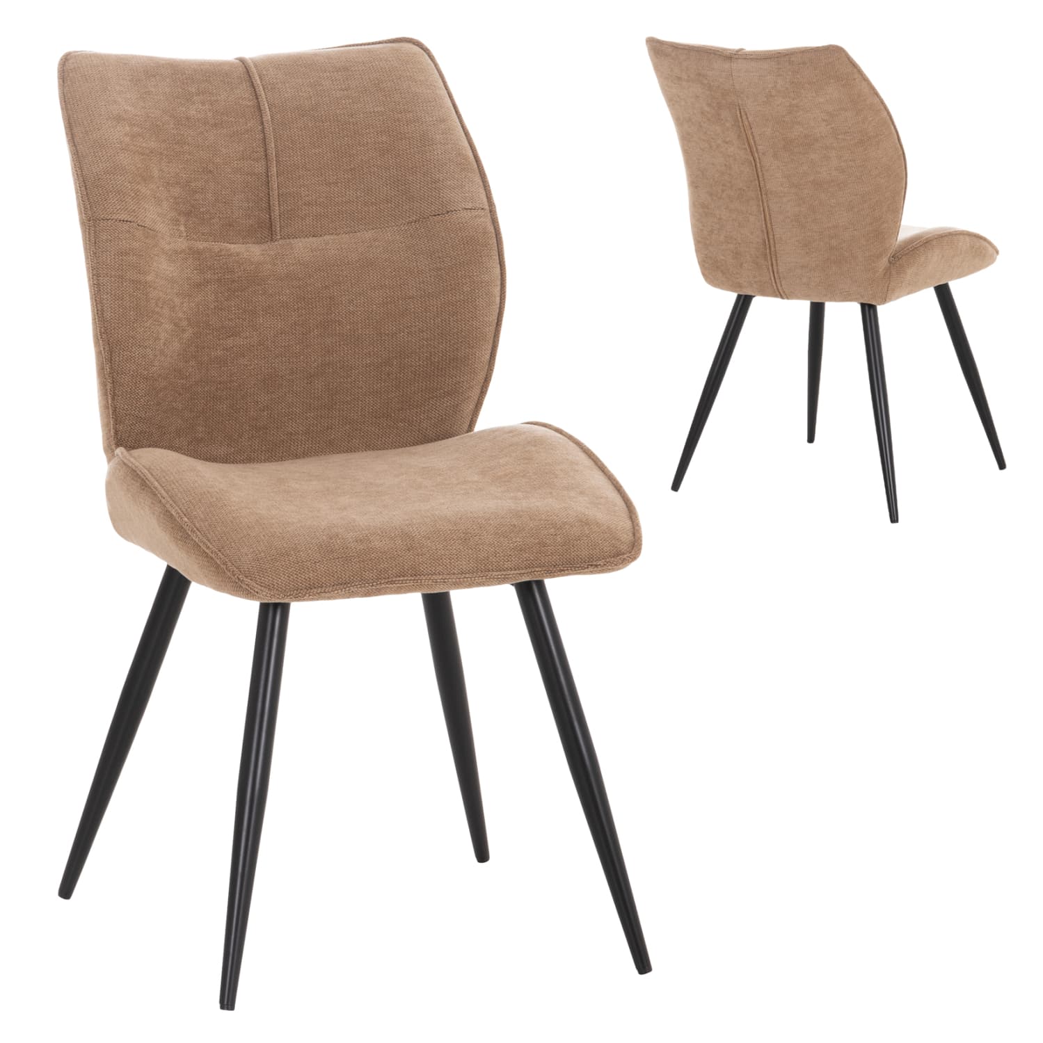 DINING CHAIR GAFF TAUPE FABRIC-METAL BLACK LEGS 49x63x90Hcm.