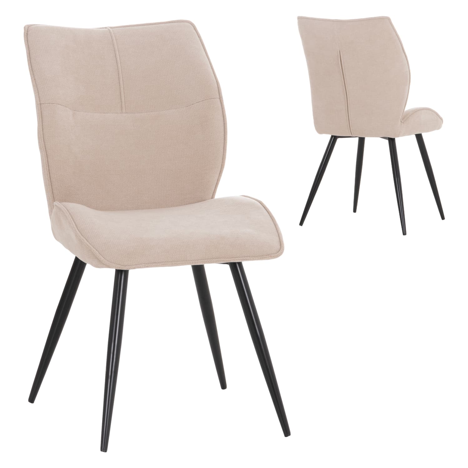 DINING CHAIR GAFF BEIGE FABRIC-METAL BLACK LEGS 49x63x90Hcm.