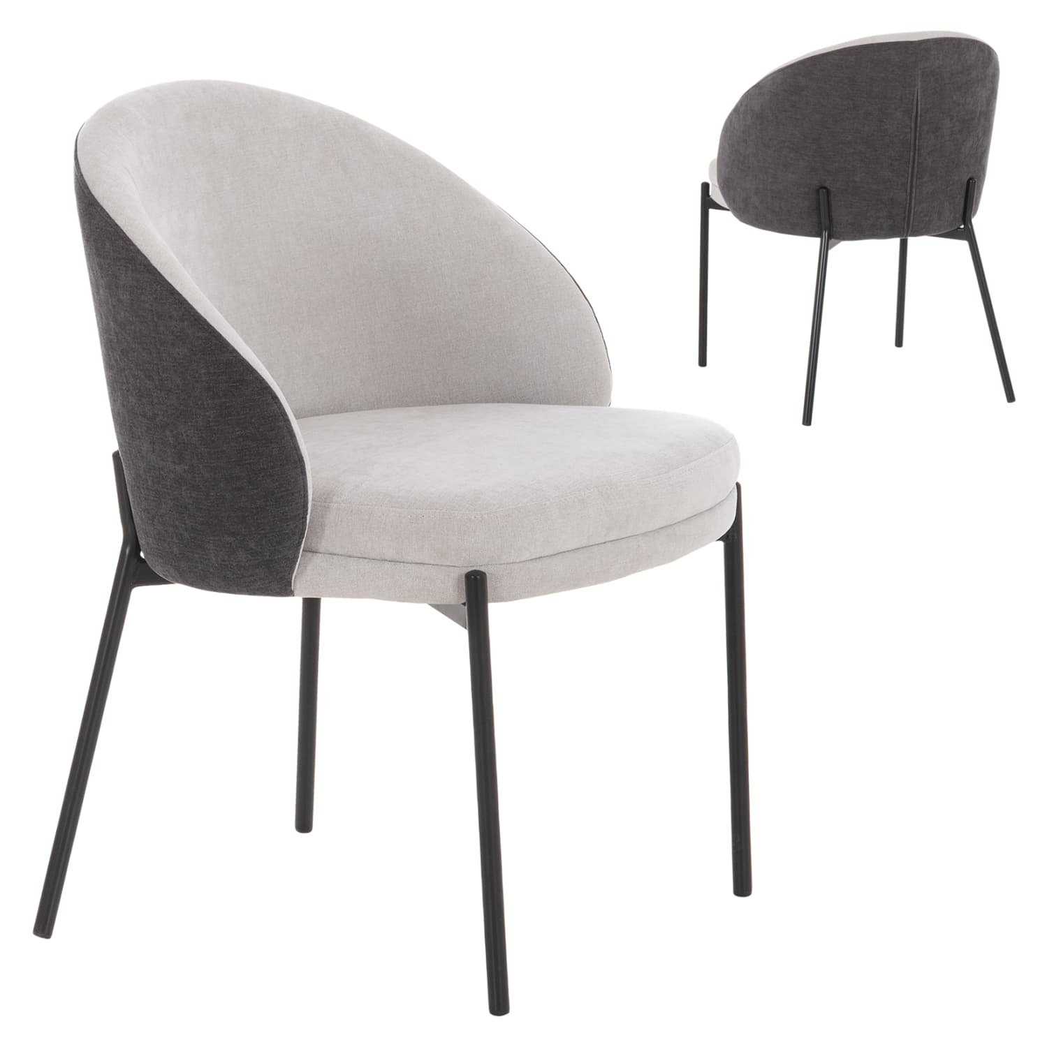 DINING CHAIR DETTON GREY FABRIC-METAL BLACK LEGS 58x56x76Hcm.