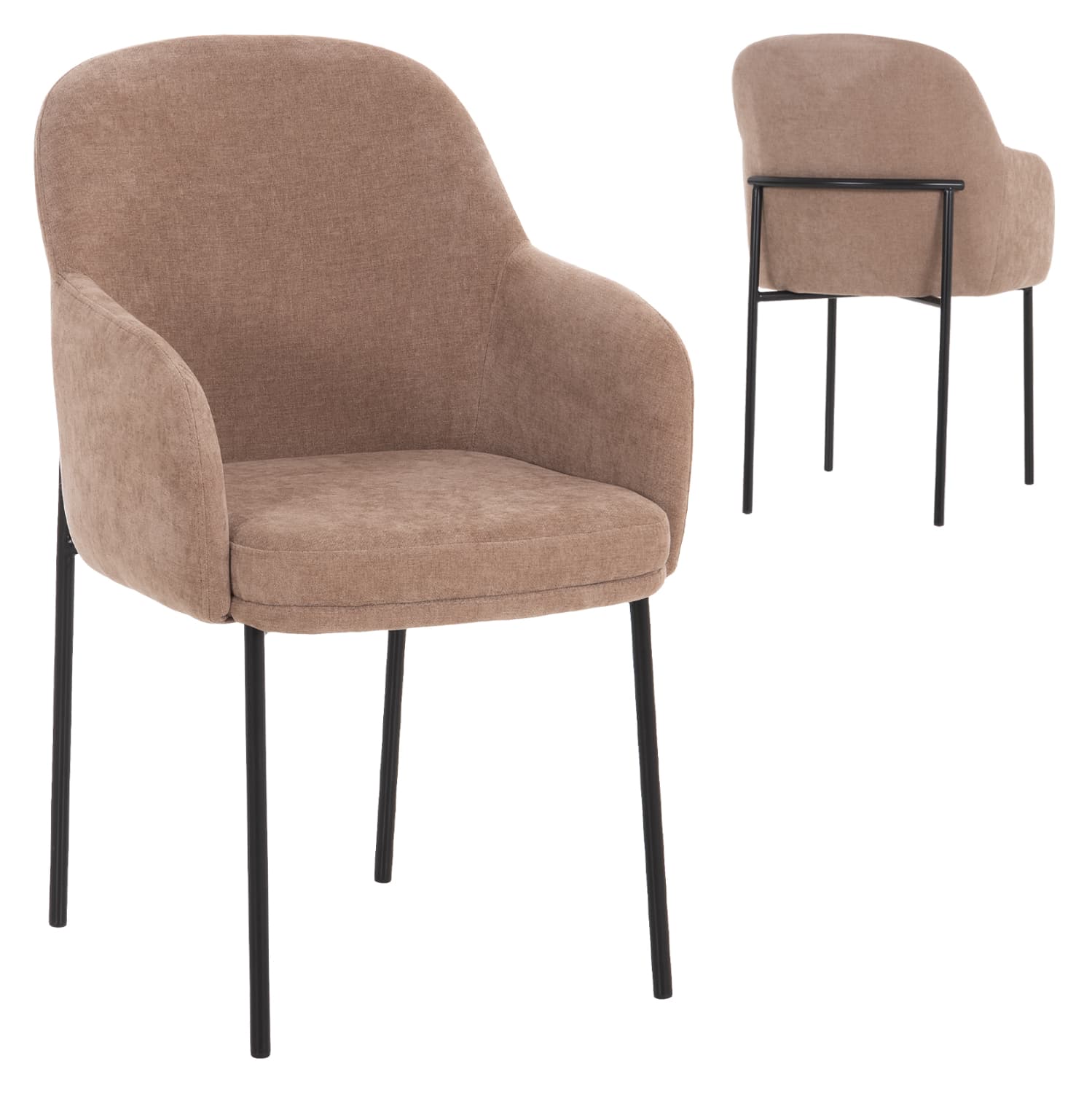 DINING CHAIR MANIDO TAUPE FABRIC--BLACK METAL LEGS 54x61x87Hcm.
