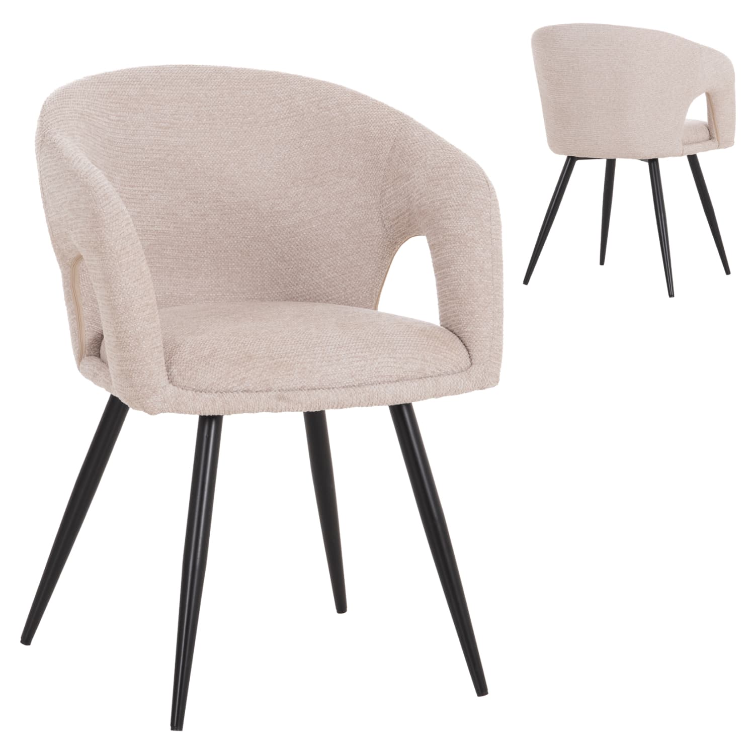 DINING CHAIR CORNEL BEIGE FABRIC--BLACK METAL LEGS 59x56x79Hcm.