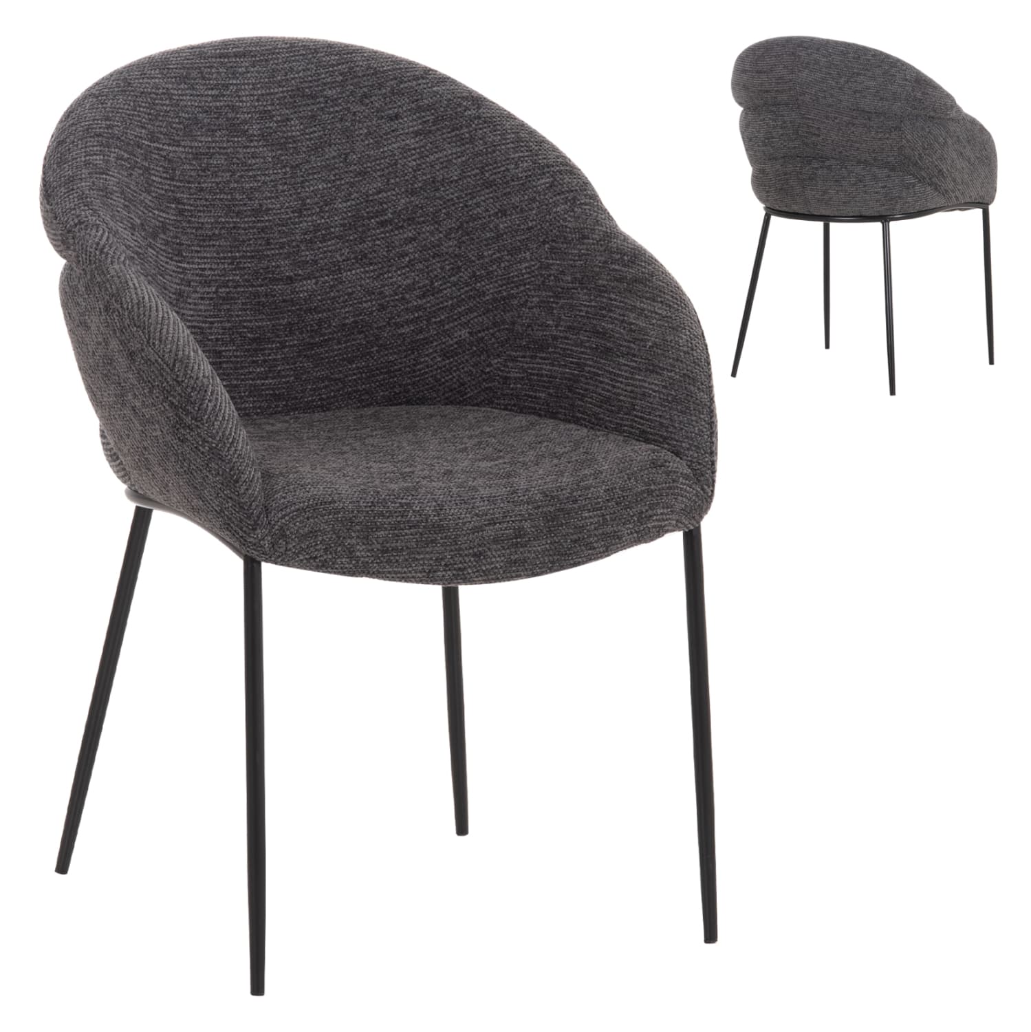 DINING CHAIR DRENNY GREY FABRIC-METAL BLACK LEGS 62x63x85Hcm.