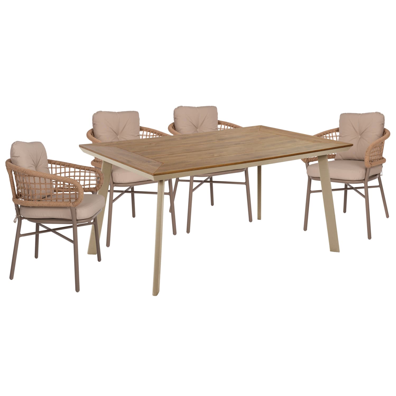OUTDOOR DINING SET TABER TABLE & 4 DINING CHAIRS-ALUMINUM & POLYWOOD--MOCHA