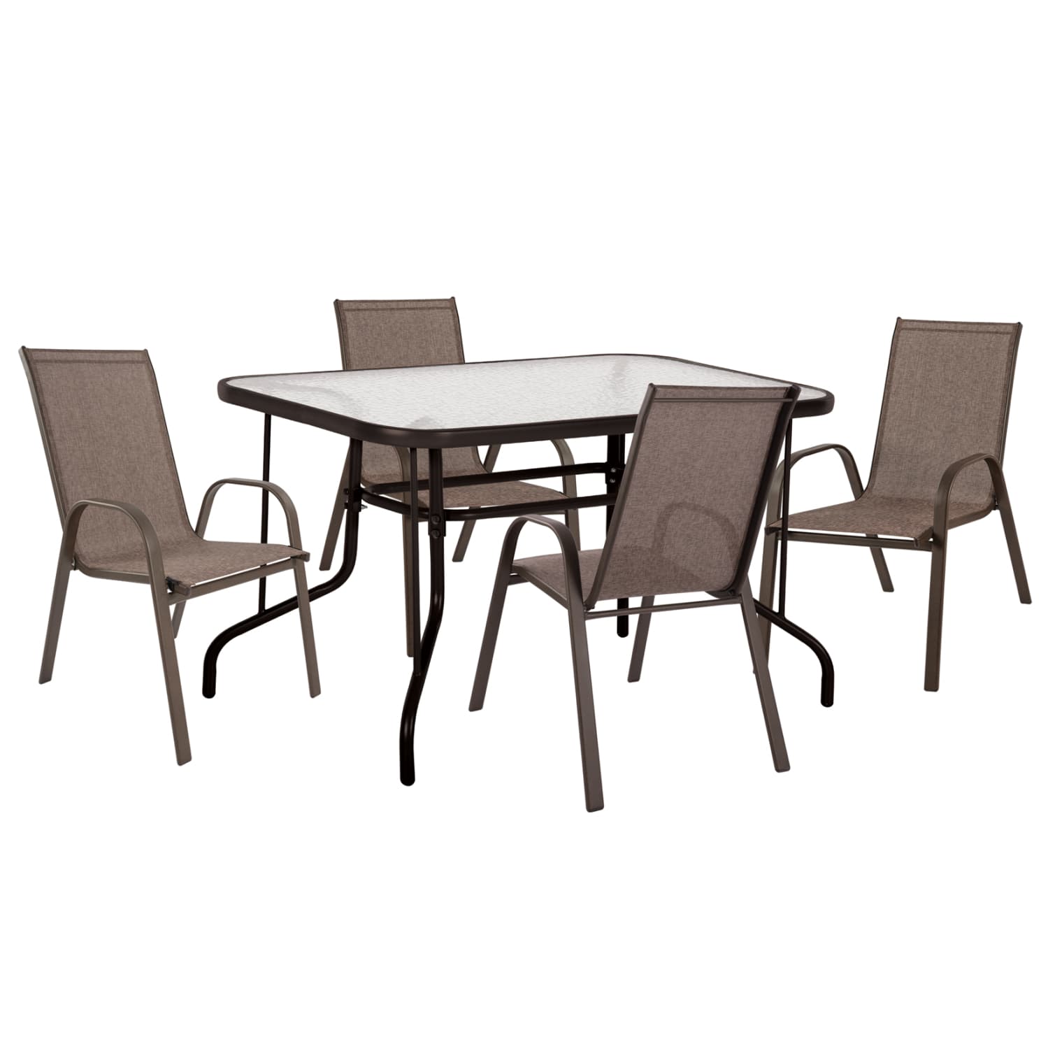 OUTDOOR DINING SET 5PCS ADAM METAL & TEXTILENE--BROWN