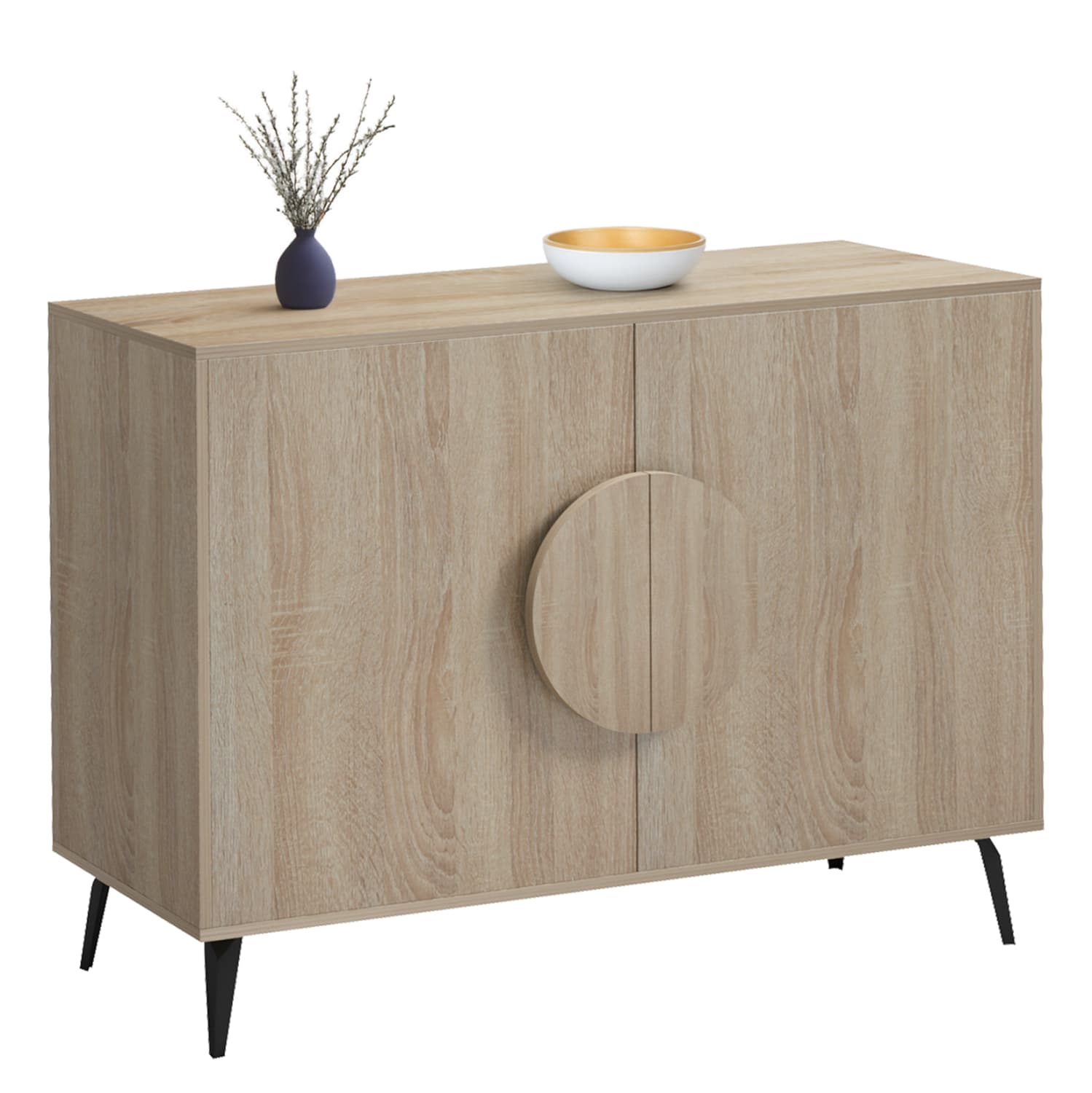 SIDEBOARD SAVORE MELAMINE IN SONAMA-BLACK METAL LEGS 110x35.5x82Hcm.