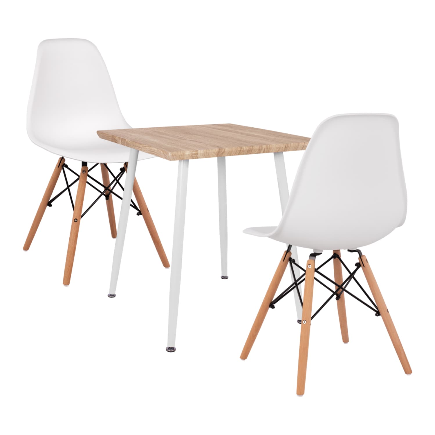 DINING SET 3PCS PALOMA SQUARE TABLE & 2 DINING CHAIRS IN WHITE