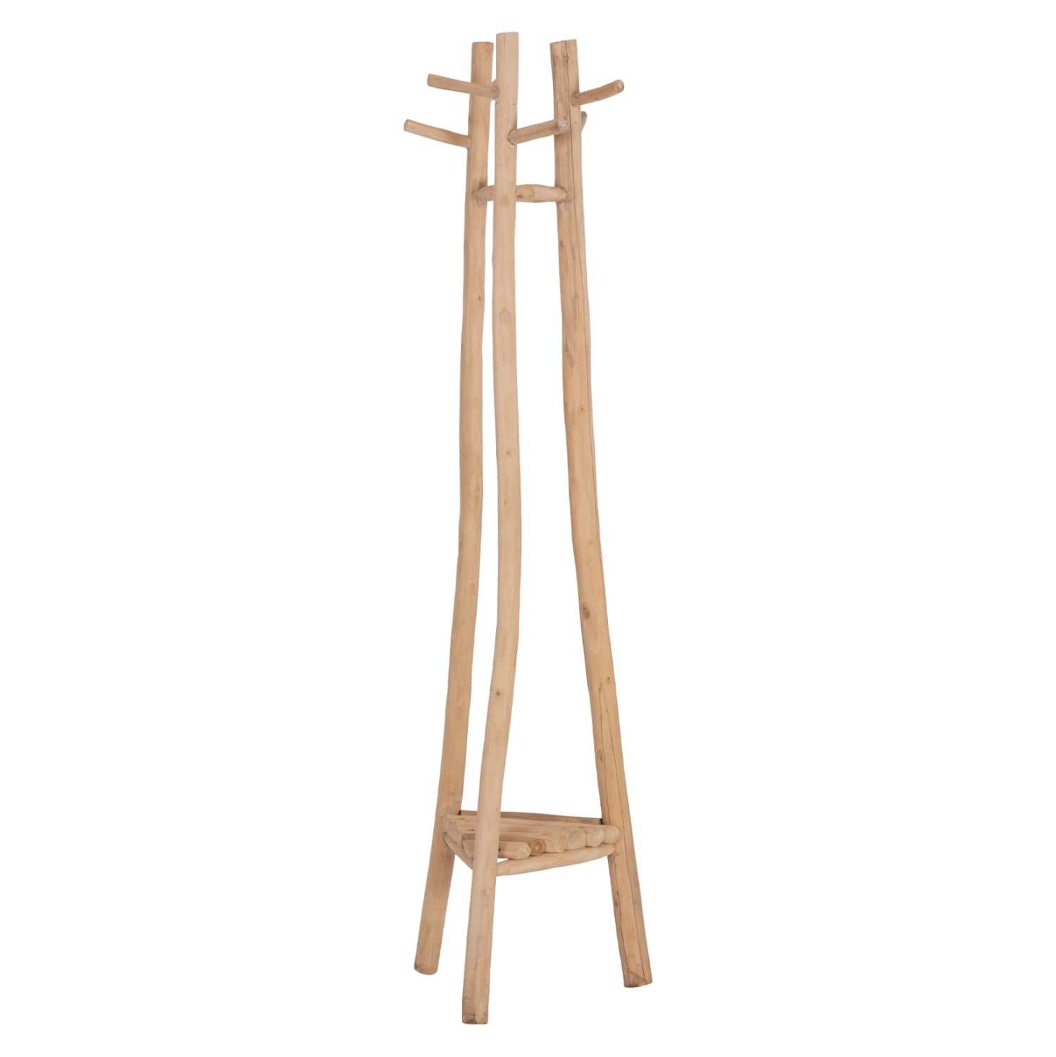 FLOOR STANDING HANGER TRIDEM TEAK WOOD IN NATURAL 52x52x200Hcm.