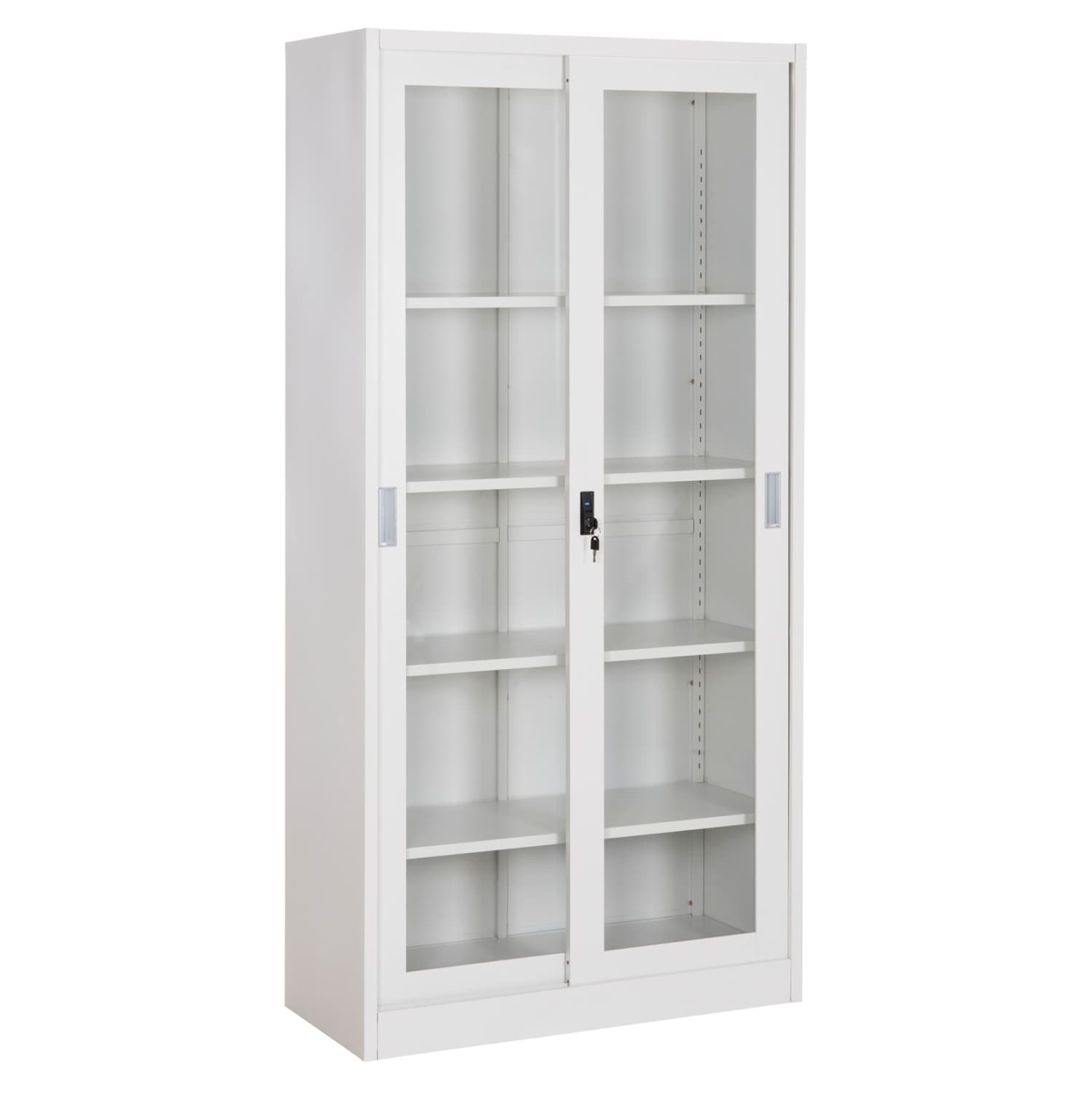 Полица за книги со лизгачки врати SIDER метал во бела боја 90x40x185Hcm