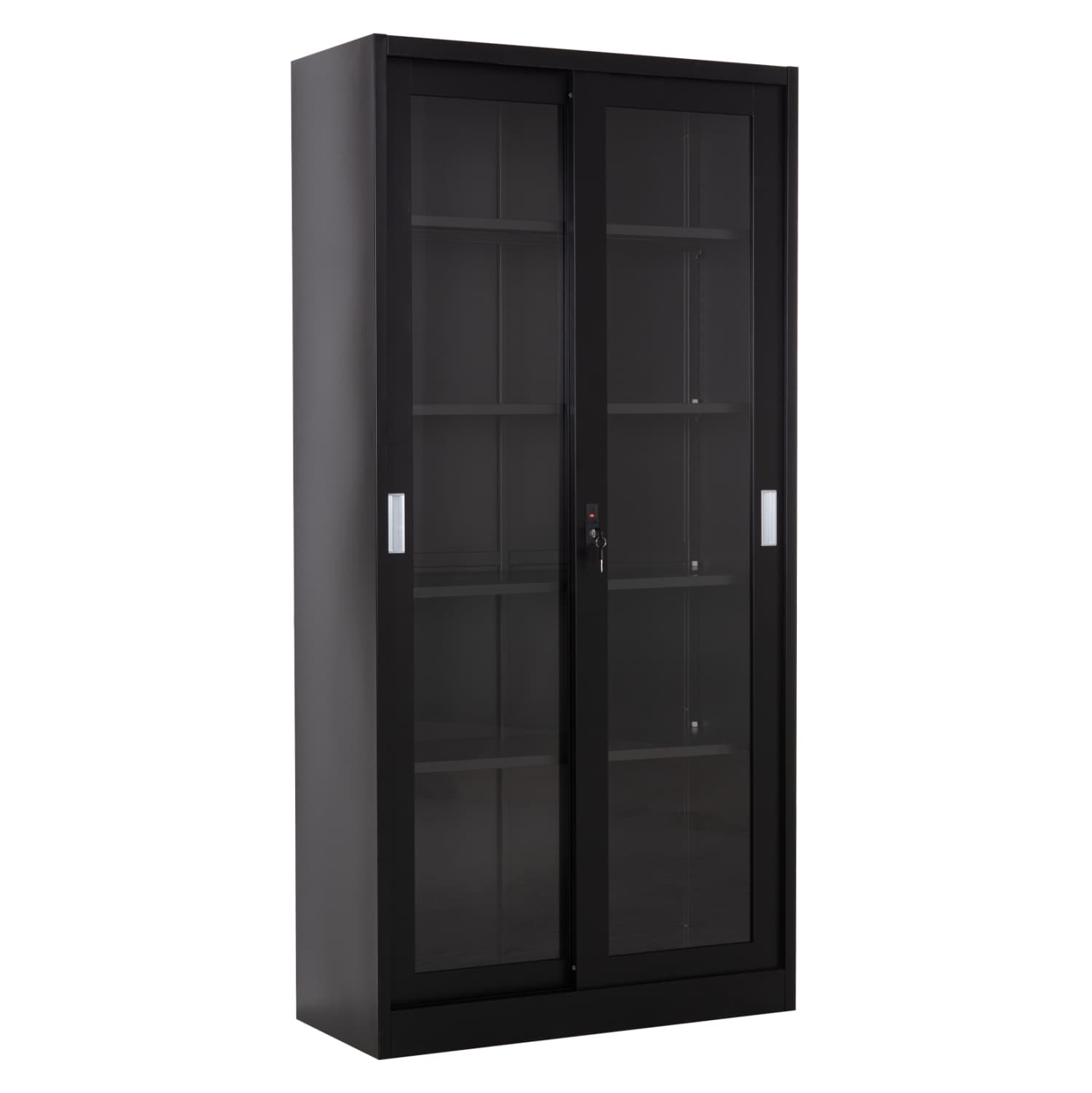 Полица за книги со лизгачки врати SIDER метал во црна боја 90x40x185Hcm