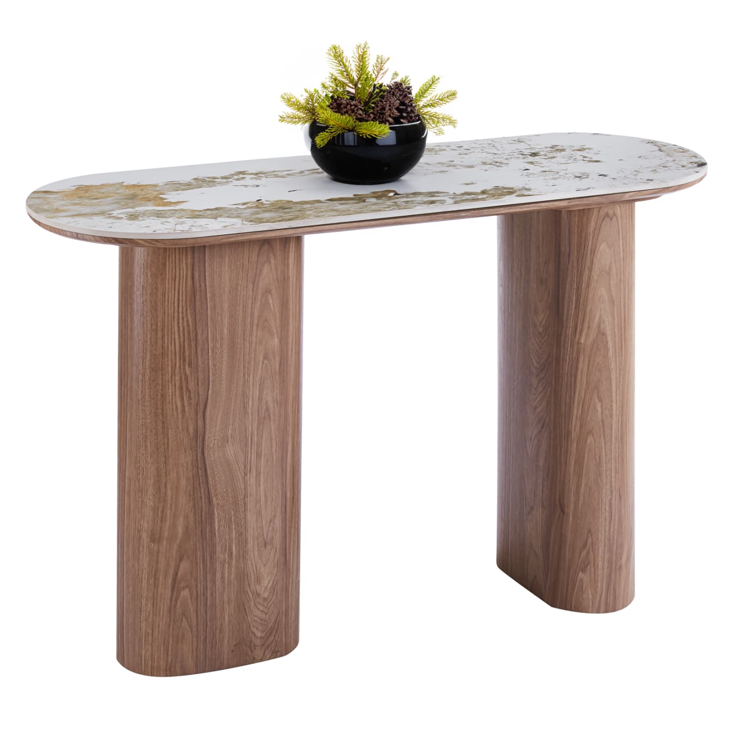 CONSOLE MARBLEX CERAMIC TOP IN PANDORA COLOR--MDF LEGS IN WALNUT 120x40x76Hcm.