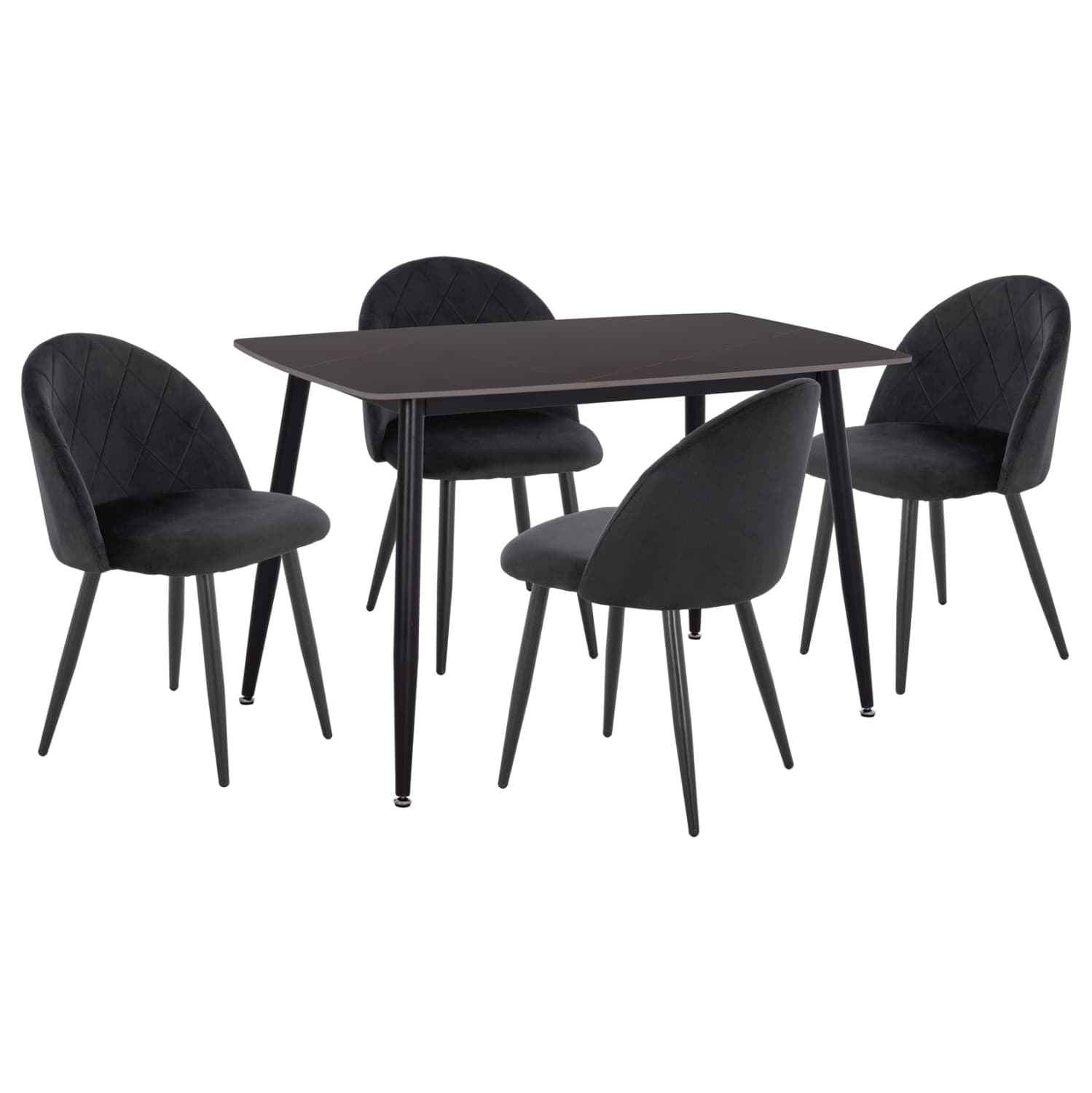 DINING SET 5PCS ODED CERAMIC TOP-VELVET-METAL--BLACK COLOR