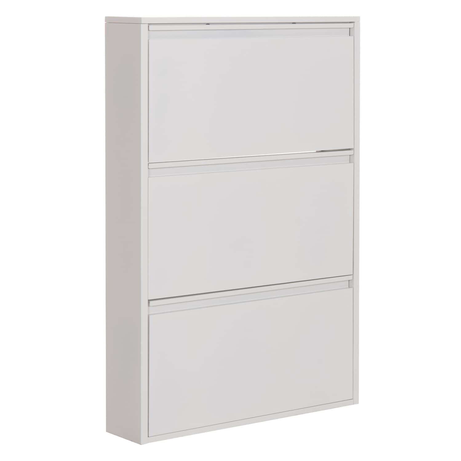 SHOE CABINET STARK METAL IN WHITE--3 MAGNETIC DOORS 71x15x103Hcm.