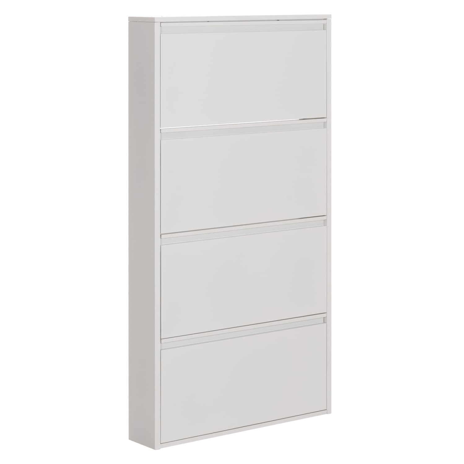 SHOE CABINET STARK METAL IN WHITE--4 MAGNETIC DOORS 71x15x137Hcm.