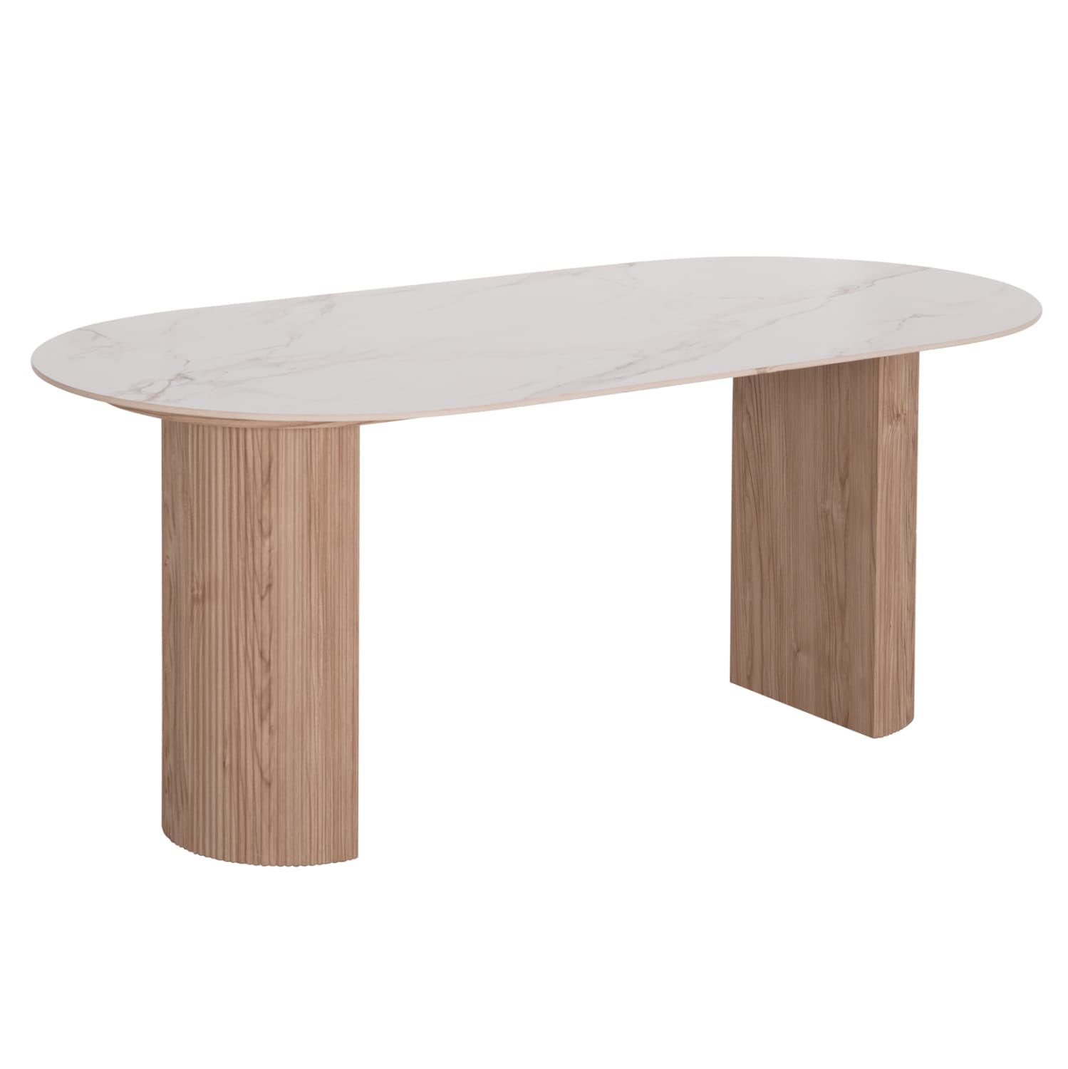 DINING TABLE MELLOW MDF LEGS--CERAMIC TOP IN WHITE MARBLE COLORING 180x90x76Hcm.