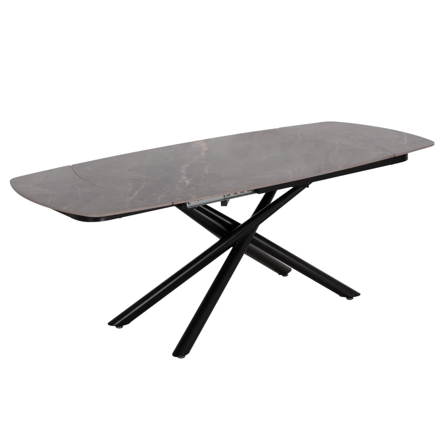DINING TABLE EXTENDABLE VANTA CERAMIC TOP IN GREY MARBLE COLORING 136-199x90x77Hcm.