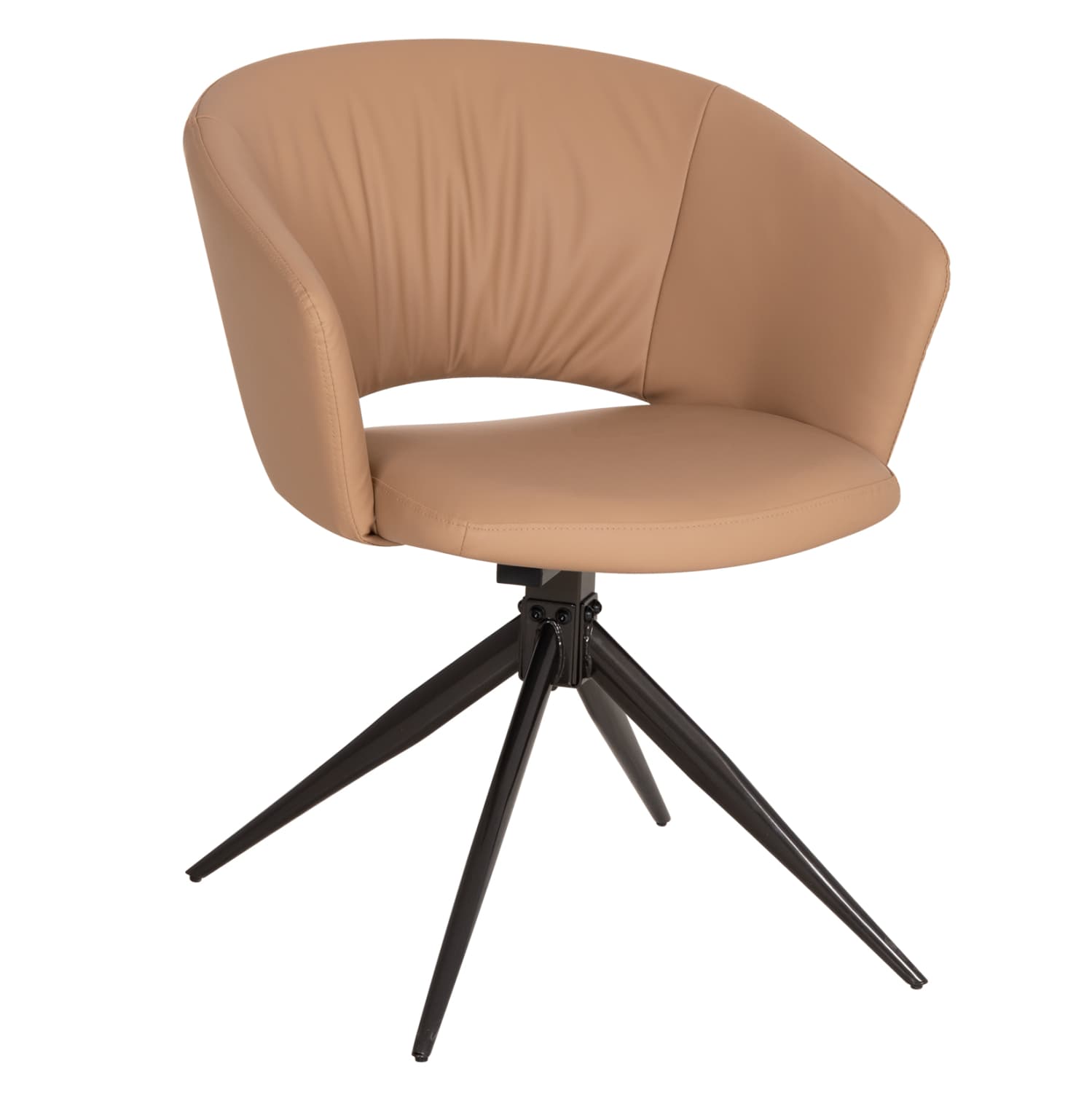 Стол за јадење ANNEL од PU кожа во MOCHA (LATTE) боја - ЦРНИ метални нозе 63x63x74Hcm