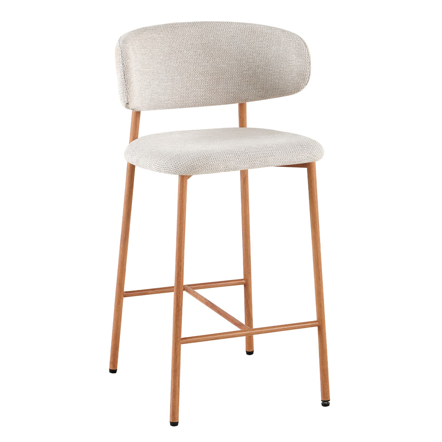 BAR STOOL MED.HEIGHT KIMO BEIGE FABRIC--METAL LEGS IN WOOD GRAIN LOOK 47x48x93Hcm