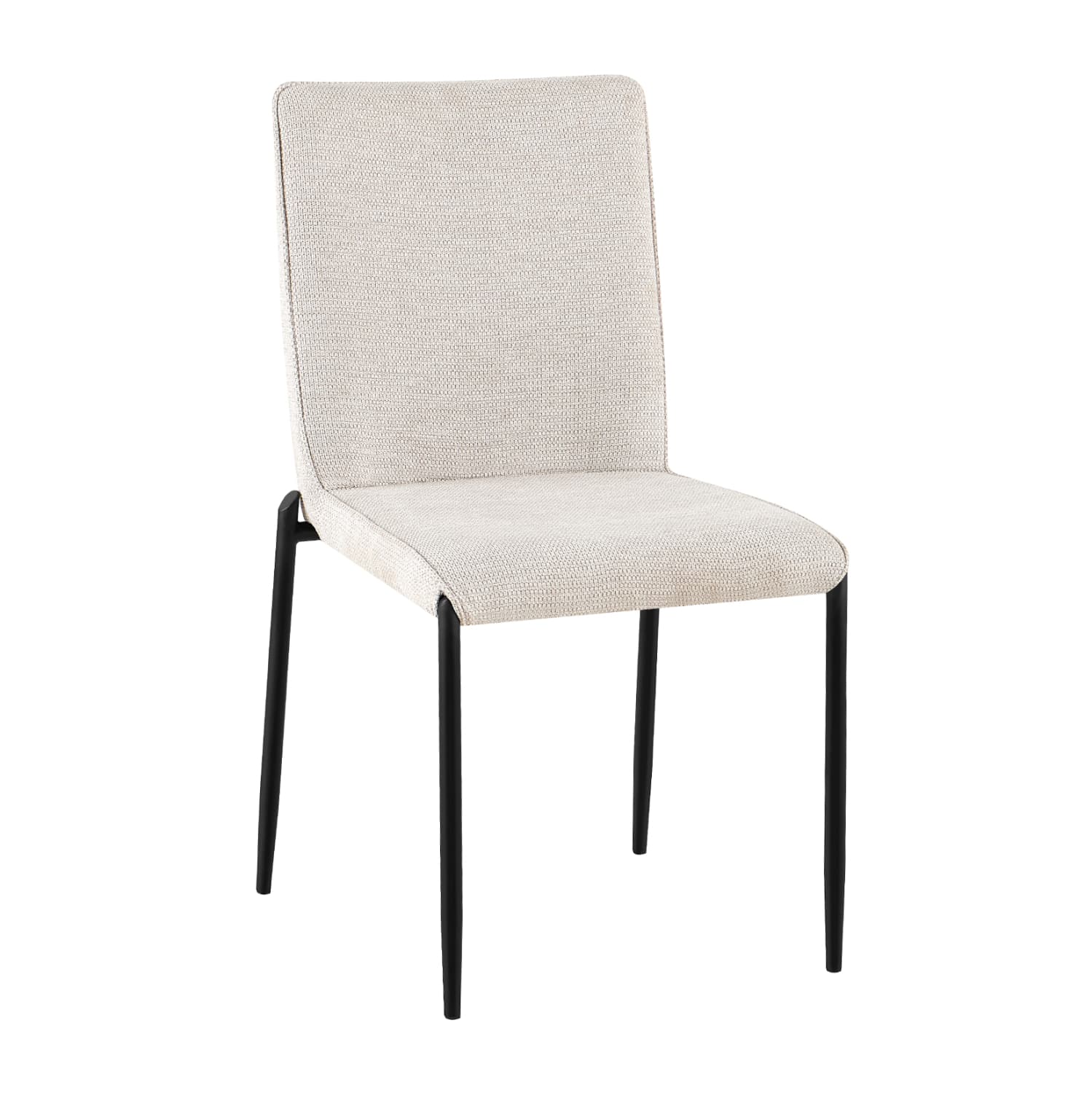 DINING CHAIR BRETO BEIGE FABRIC--METAL LEGS IN BLACK 58x46x88Hcm.
