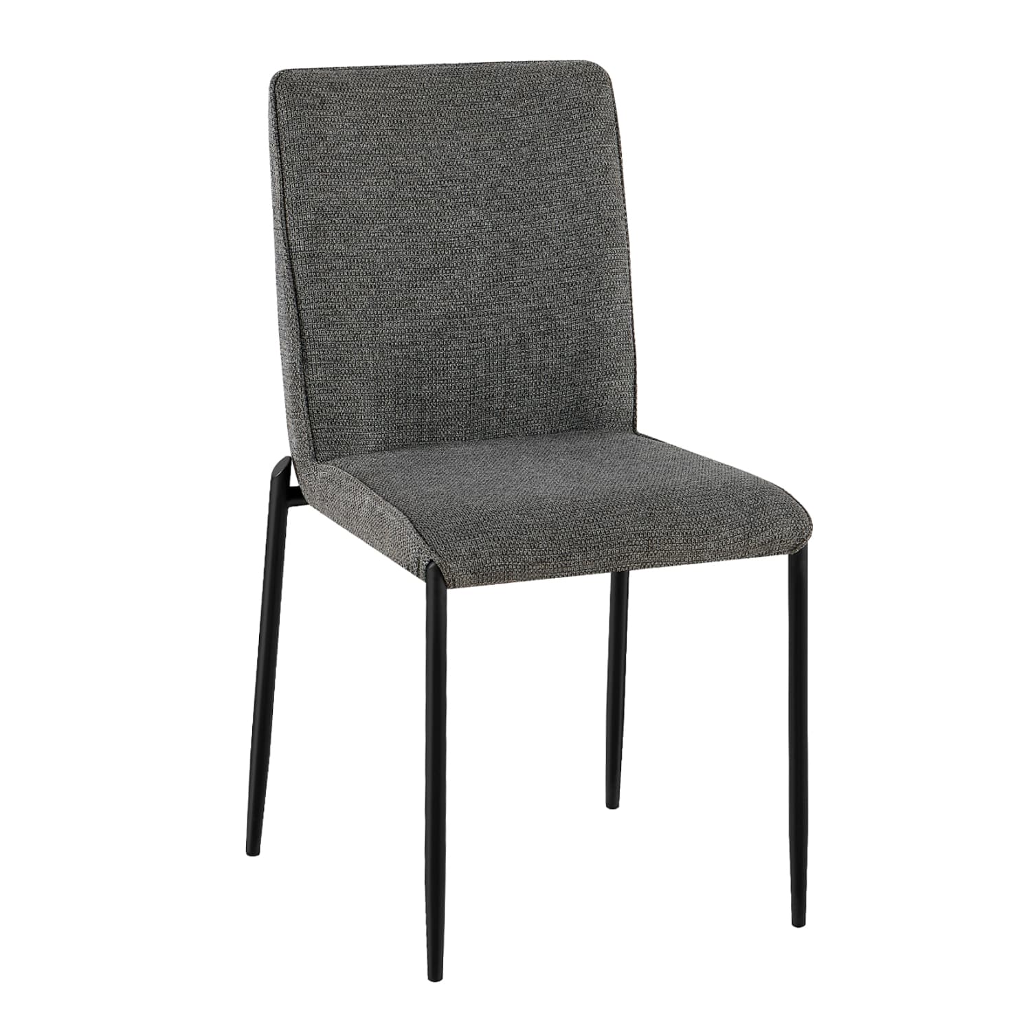 DINING CHAIR BRETO GREY FABRIC--METAL LEGS IN BLACK 58x46x88Hcm.