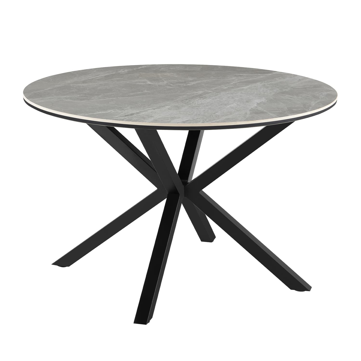 DINING TABLE ROUND ERAGON SINTERED STONE TOP IN GREY MARBLE COLOR Φ120x75Hcm