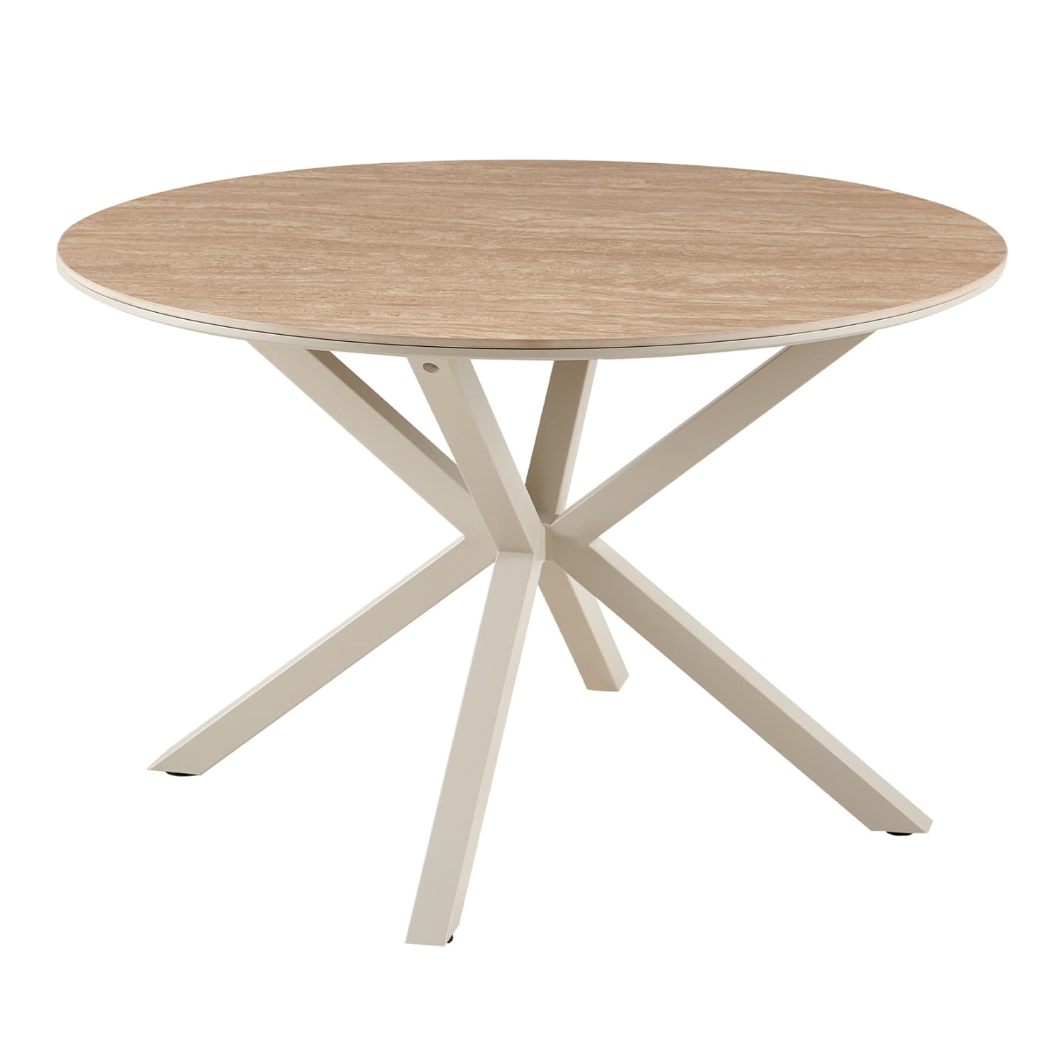 DINING TABLE ROUND ERAGON SINTERED STONE TOP IN TRAVERTINE STONE LOOK Φ120x75Hcm