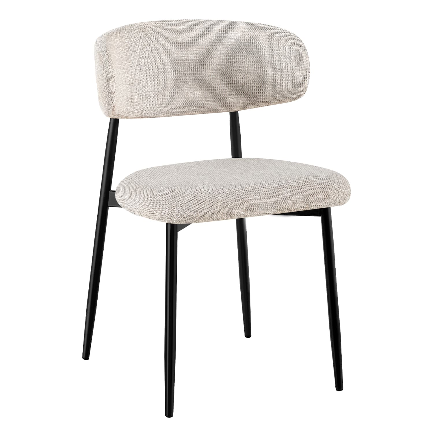 DINING CHAIR KIMO BEIGE FABRIC--METAL LEGS IN BLACK 47x48x78Hcm.