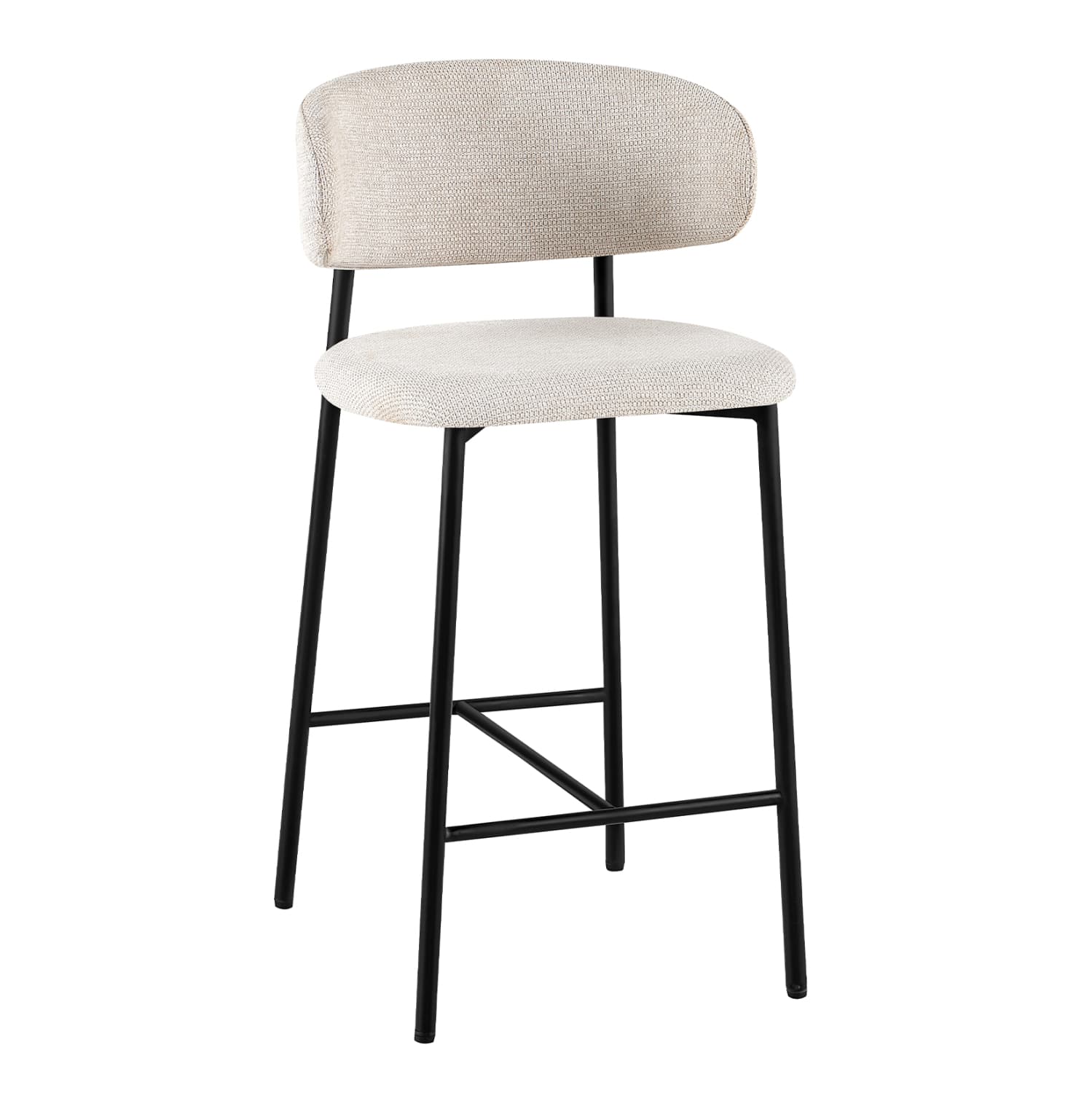 BAR STOOL MED.HEIGHT KIMO BEIGE FABRIC--METAL LEGS IN BLACK 47x48x93Hcm