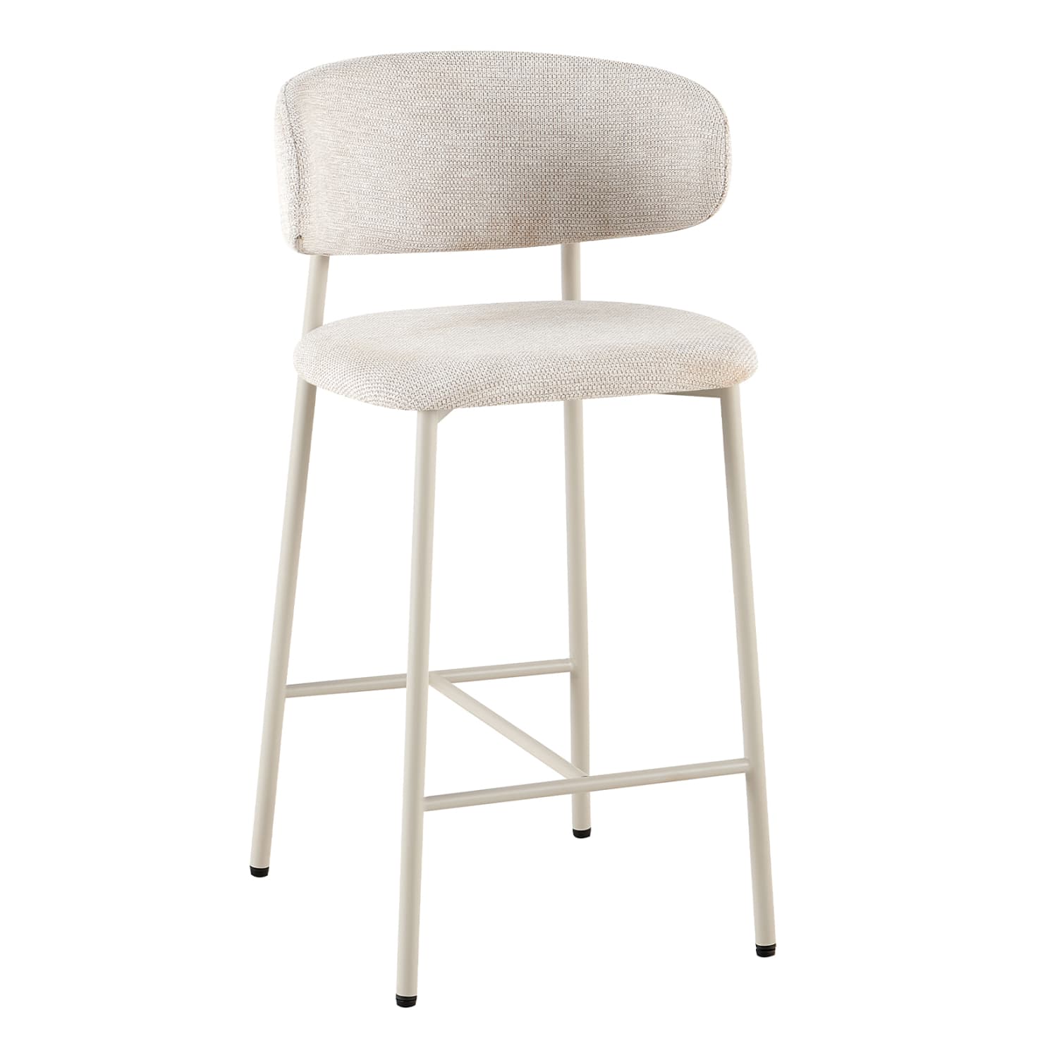 BAR STOOL MED.HEIGHT KIMO BEIGE FABRIC--METAL LEGS IN CREAM BEIGE 47x48x93Hcm