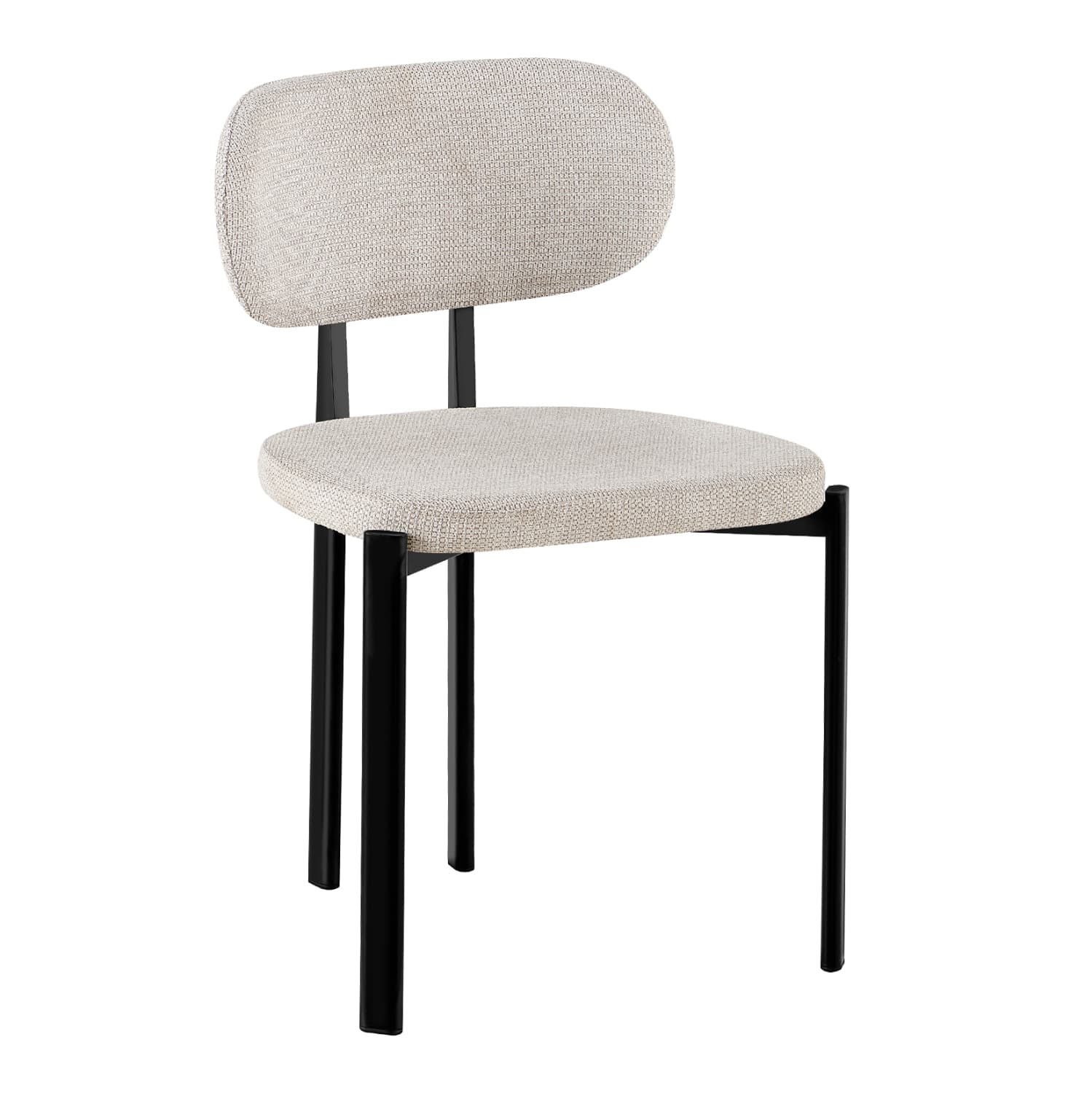 DINING CHAIR VENDER BEIGE FABRIC--METAL LEGS IN BLACK 47x48x78Hcm.