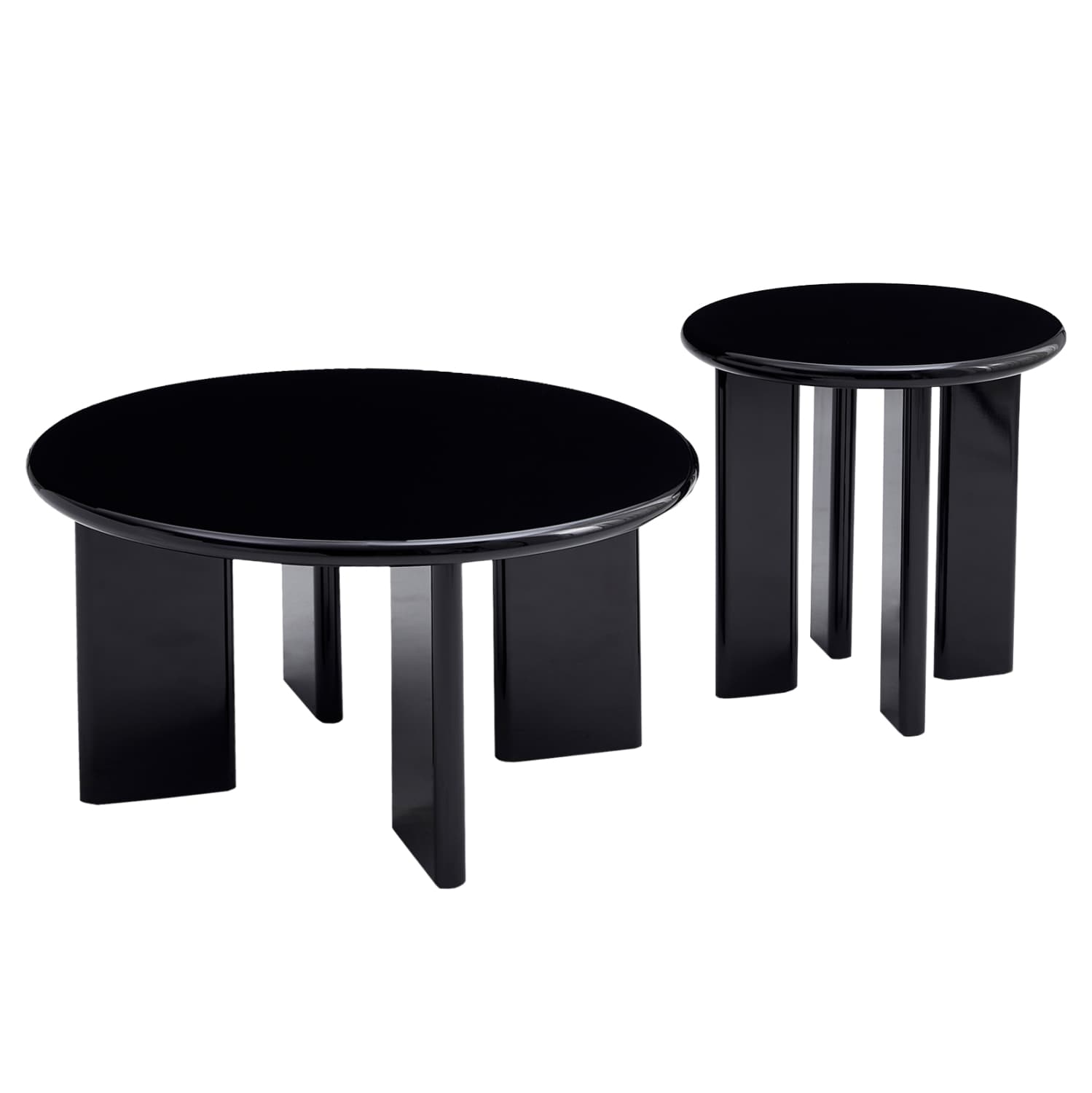 SET 2 COFFEE TABLES FLIX MDF IN GLOSSY BLACK Φ80 & Φ50cm.