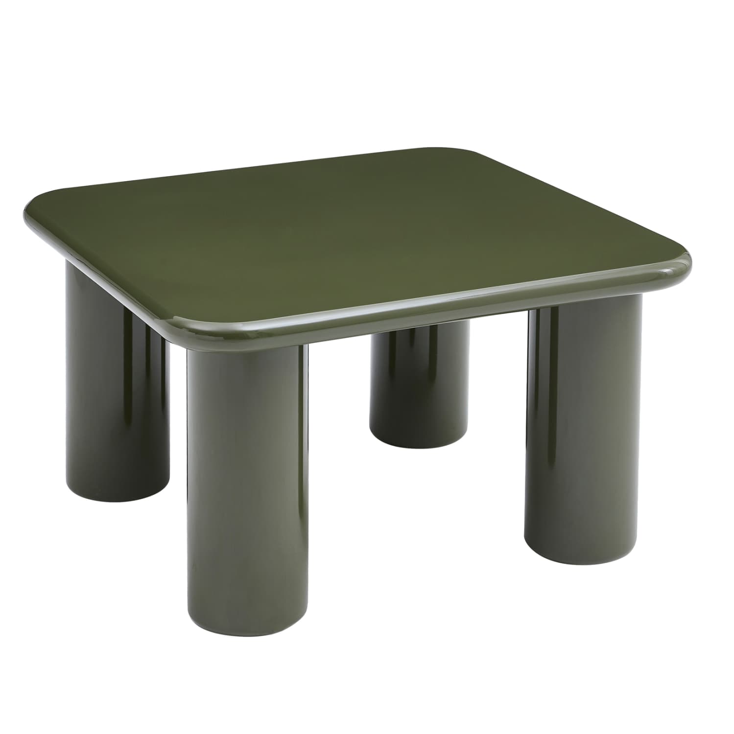 COFFEE TABLE SOLNA MDF IN GLOSSY OLIVE GREEN 80x80x45Hcm.