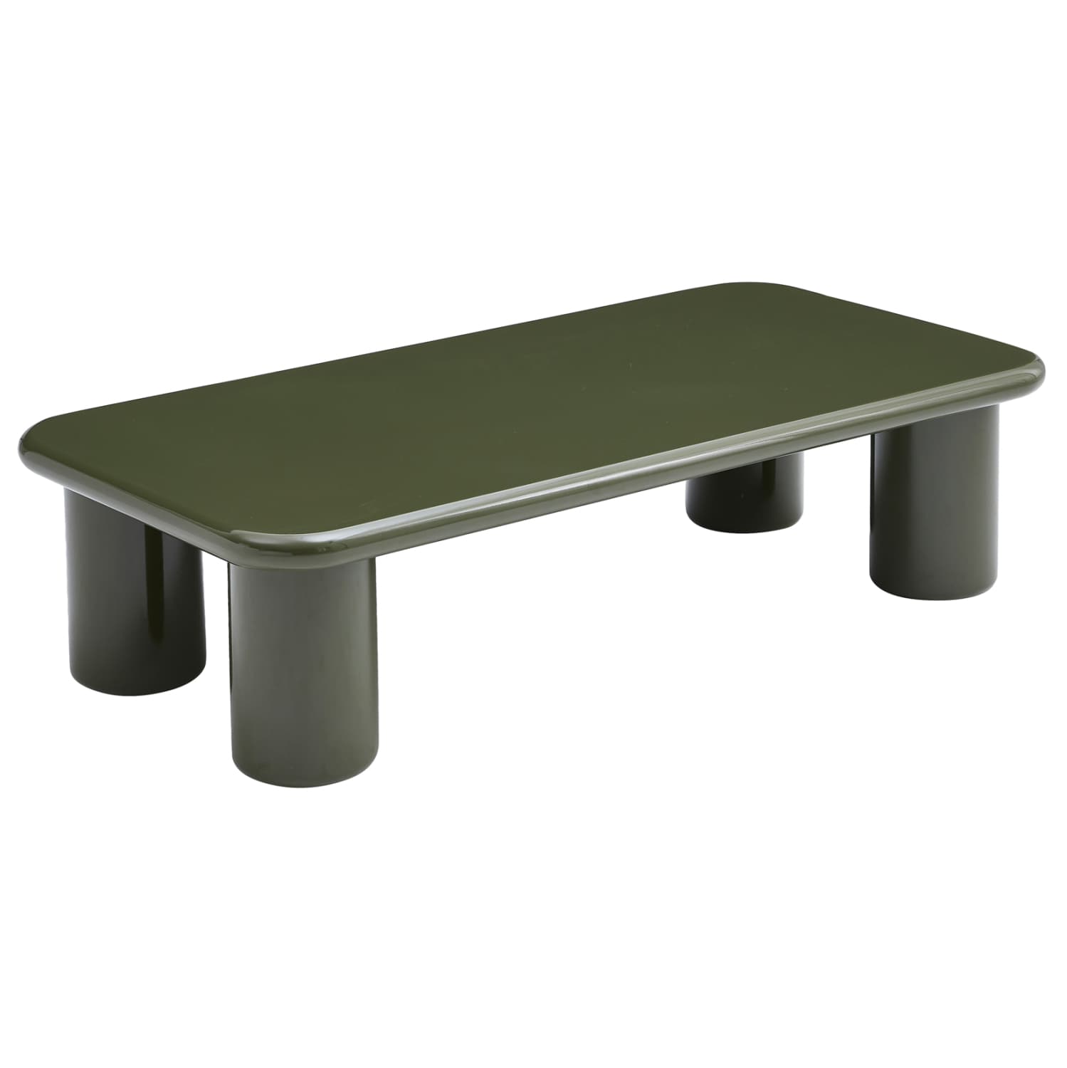 COFFEE TABLE SOLNA MDF IN GLOSSY OLIVE GREEN 120x60x31Hcm.