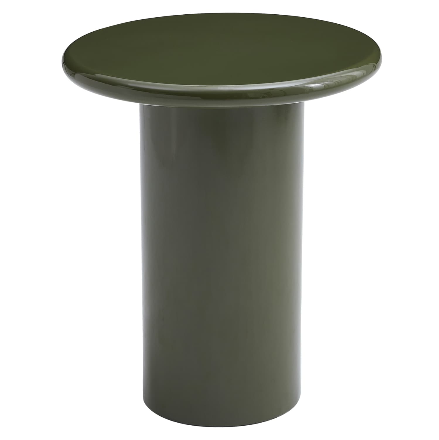 SIDE TABLE SOLNA MDF IN GLOSSY OLIVE GREEN Φ50x59Hcm.