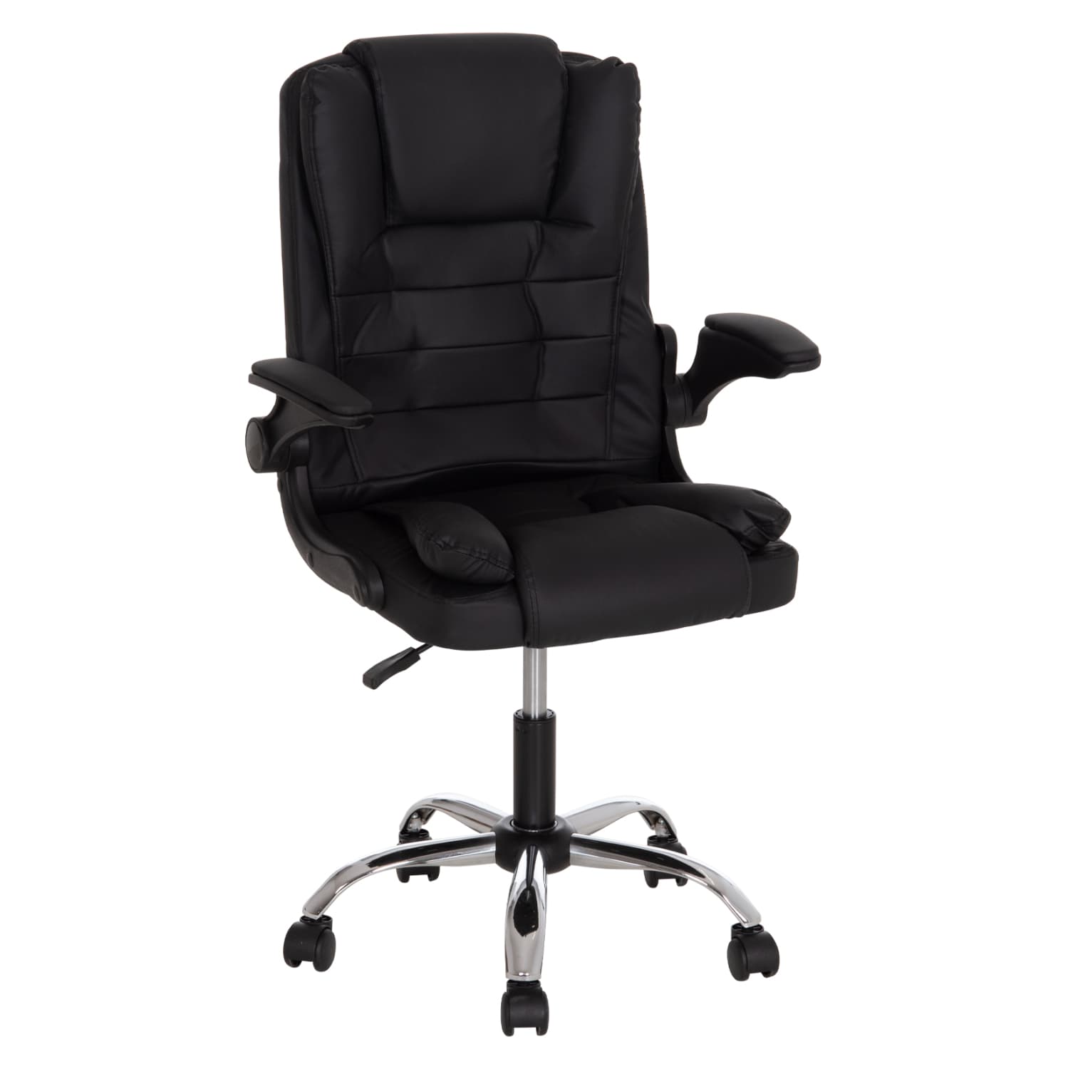 OFFICE CHAIR CANAN BLACK PVC--CHROME BASE 63x62x93-101Hcm.