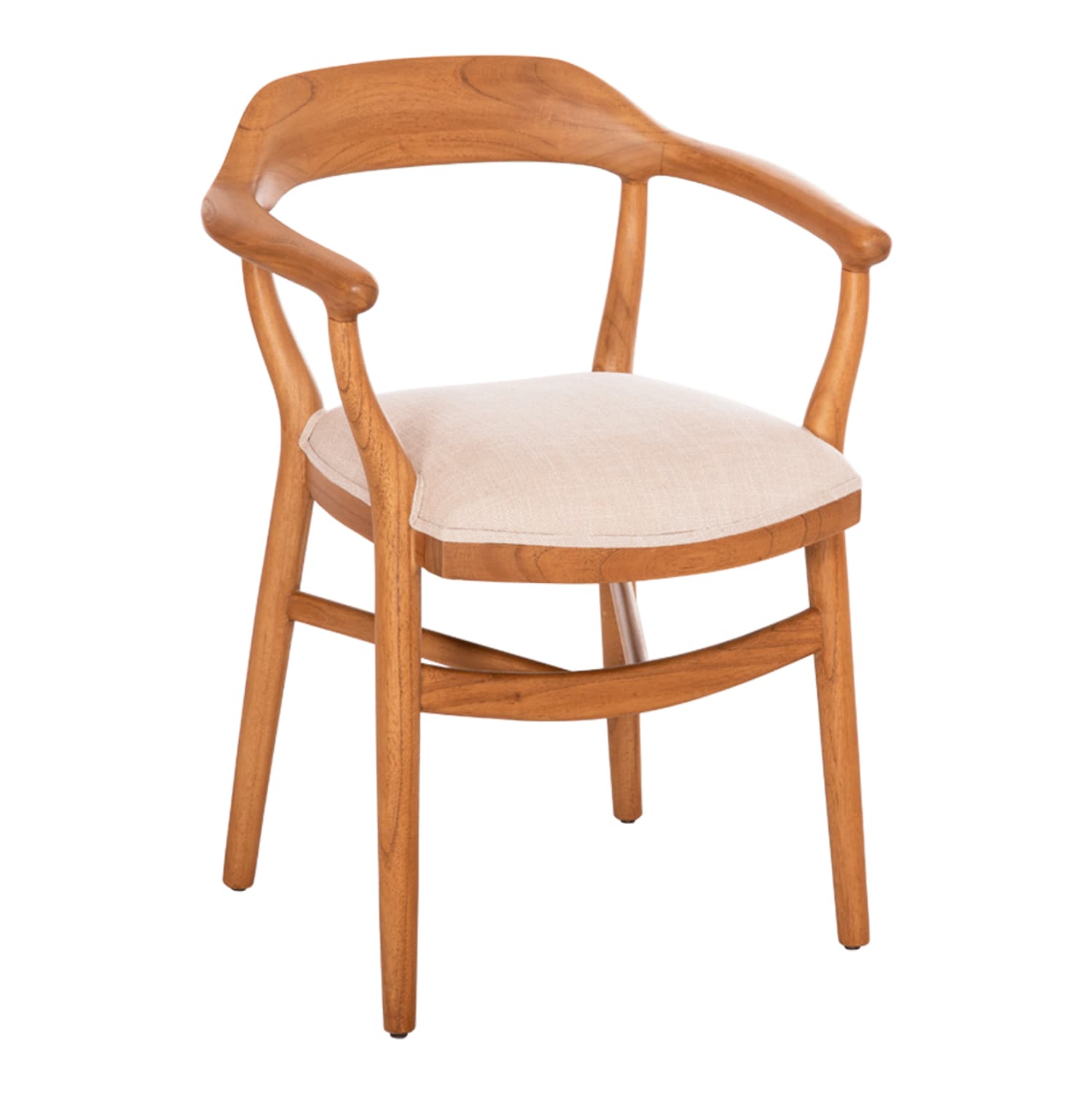 DINING CHAIR SMITHER MINDI WOOD IN NATURAL--FABRIC IN BEIGE 61x52x74.5Hcm