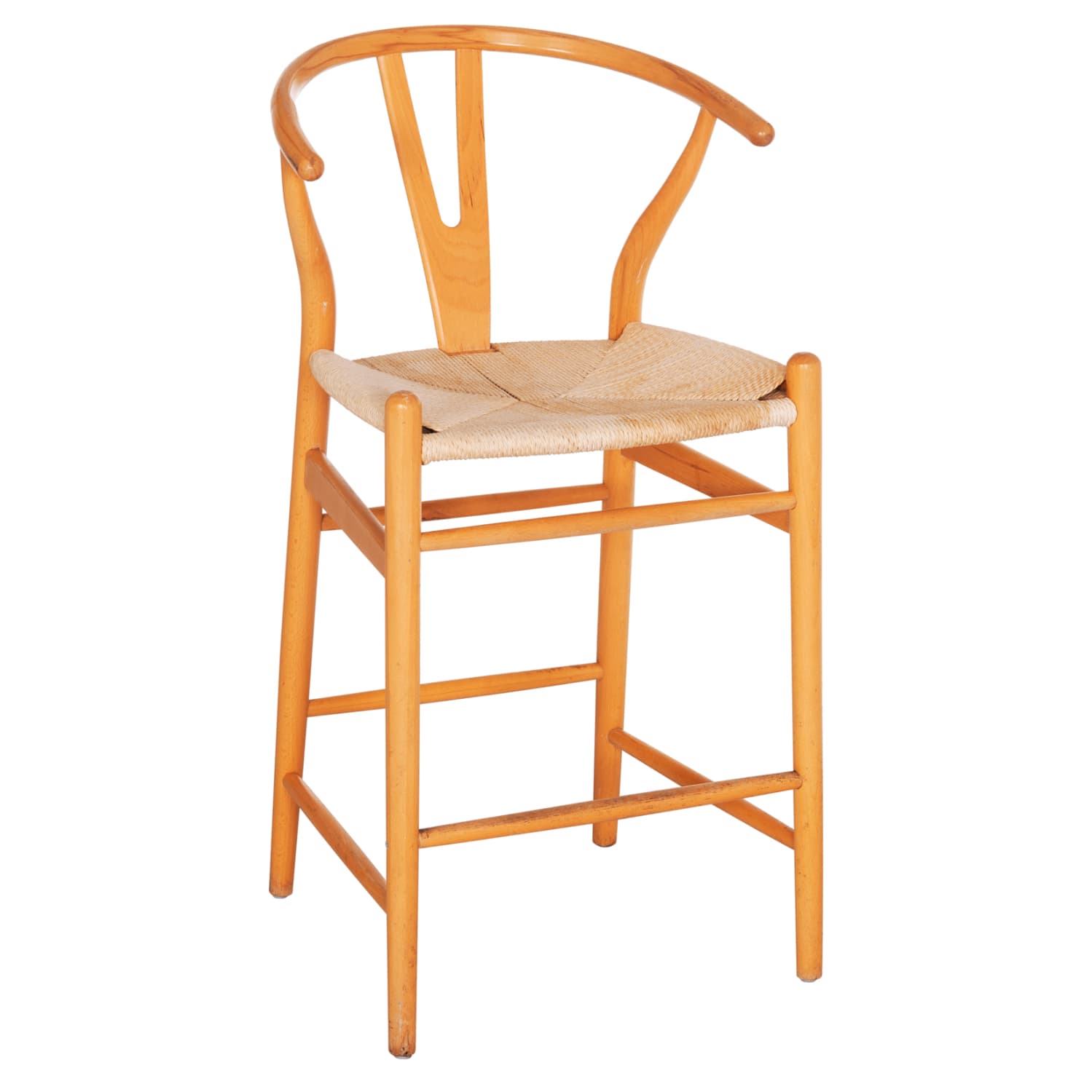 BAR STOOL BRAVE BEECH WOOD NATURAL WISHBONE BACK 48x53x100Hcm.