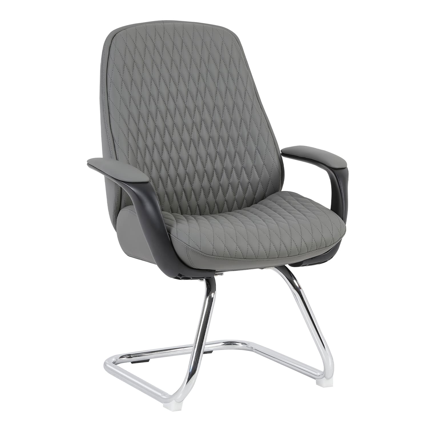 VISITOR'S CHAIR VELUM-s GREY PU--CHROMED BASE 71x60x100Hcm.