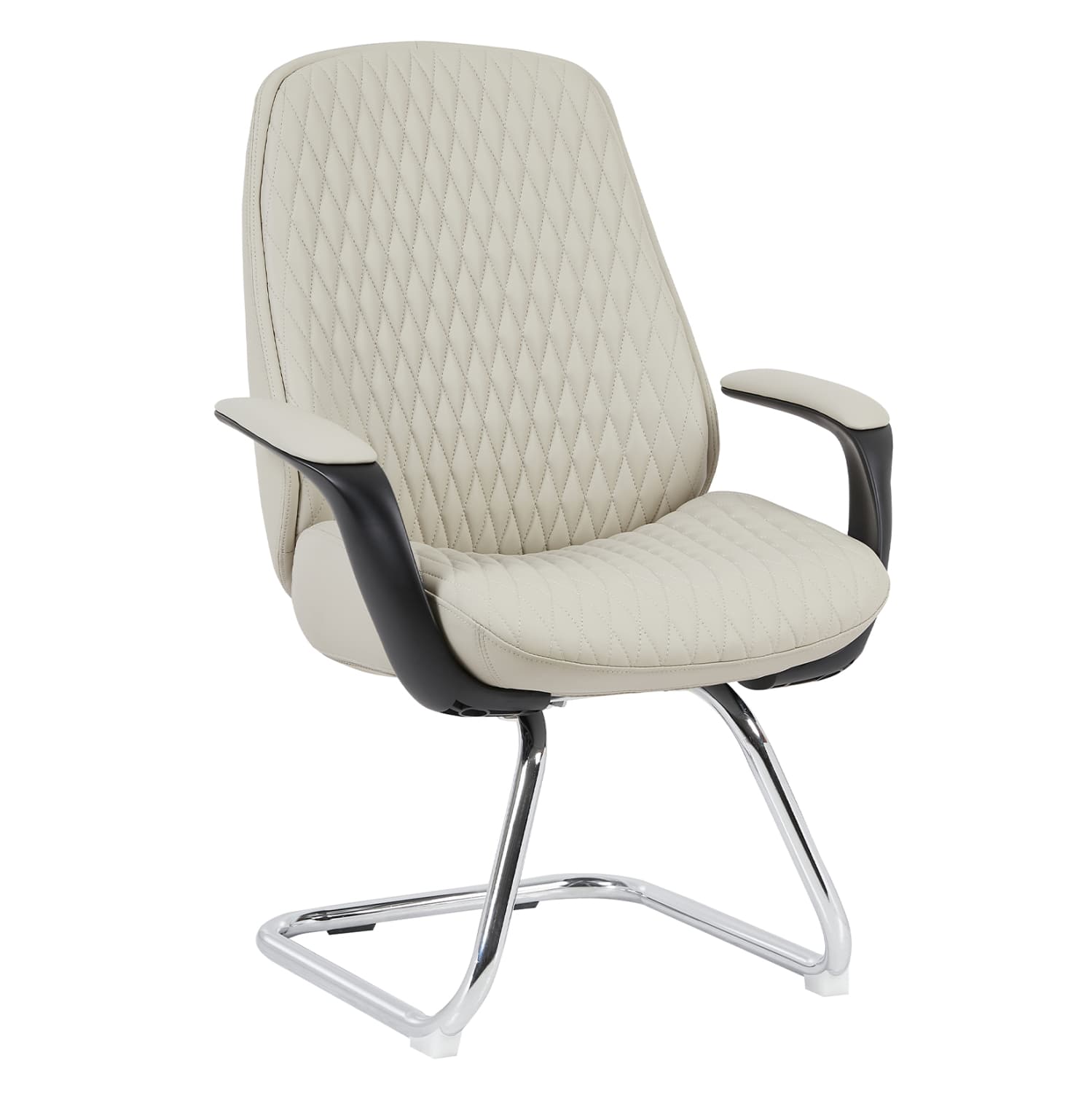 VISITOR'S CHAIR VELUM-s BEIGE PU--CHROMED BASE 71x60x100Hcm.