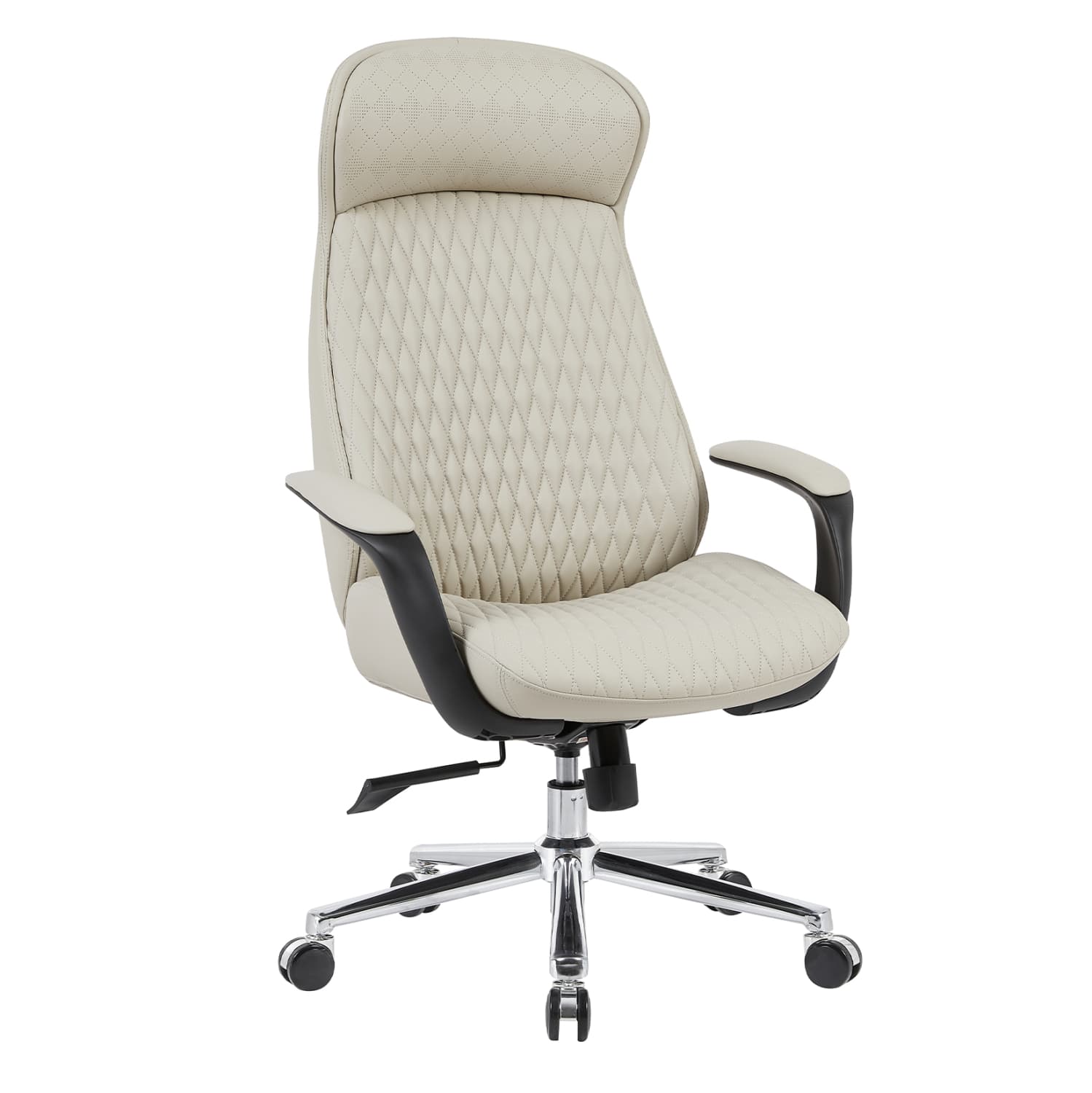 OFFICE CHAIR VELUM BEIGE PU--CHROMED BASE 71x69x116-122Hcm