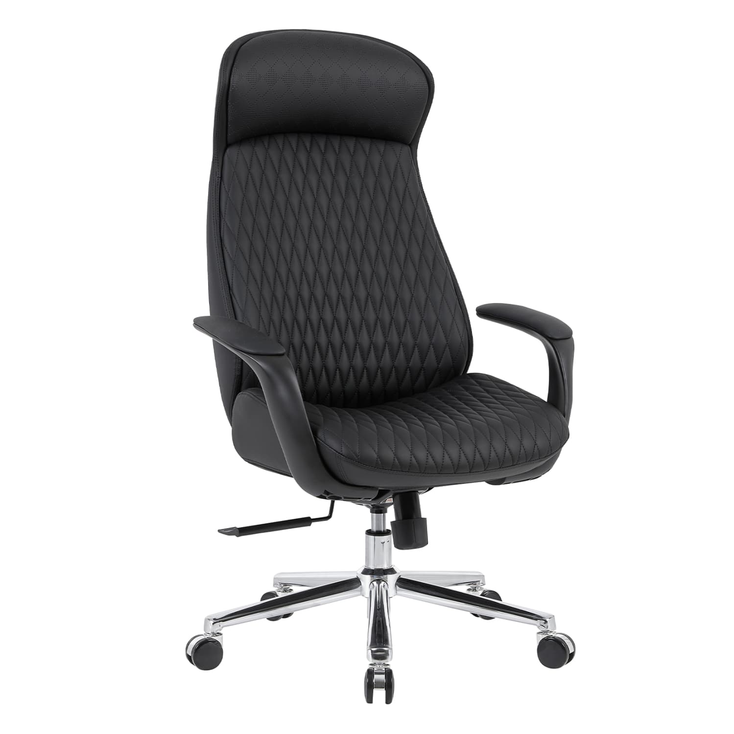 OFFICE CHAIR VELUM BLACK PU--CHROMED BASE 71x69x116-122Hcm