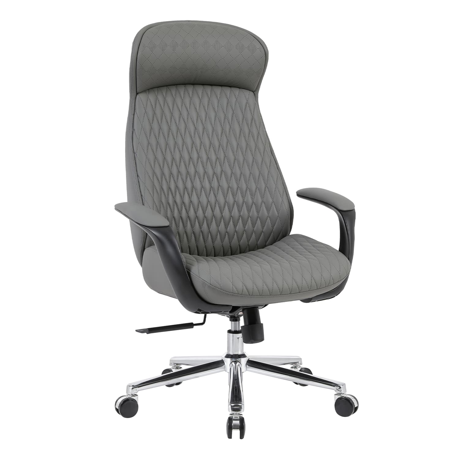 OFFICE CHAIR VELUM GREY PU--CHROMED BASE 71x69x116-122Hcm