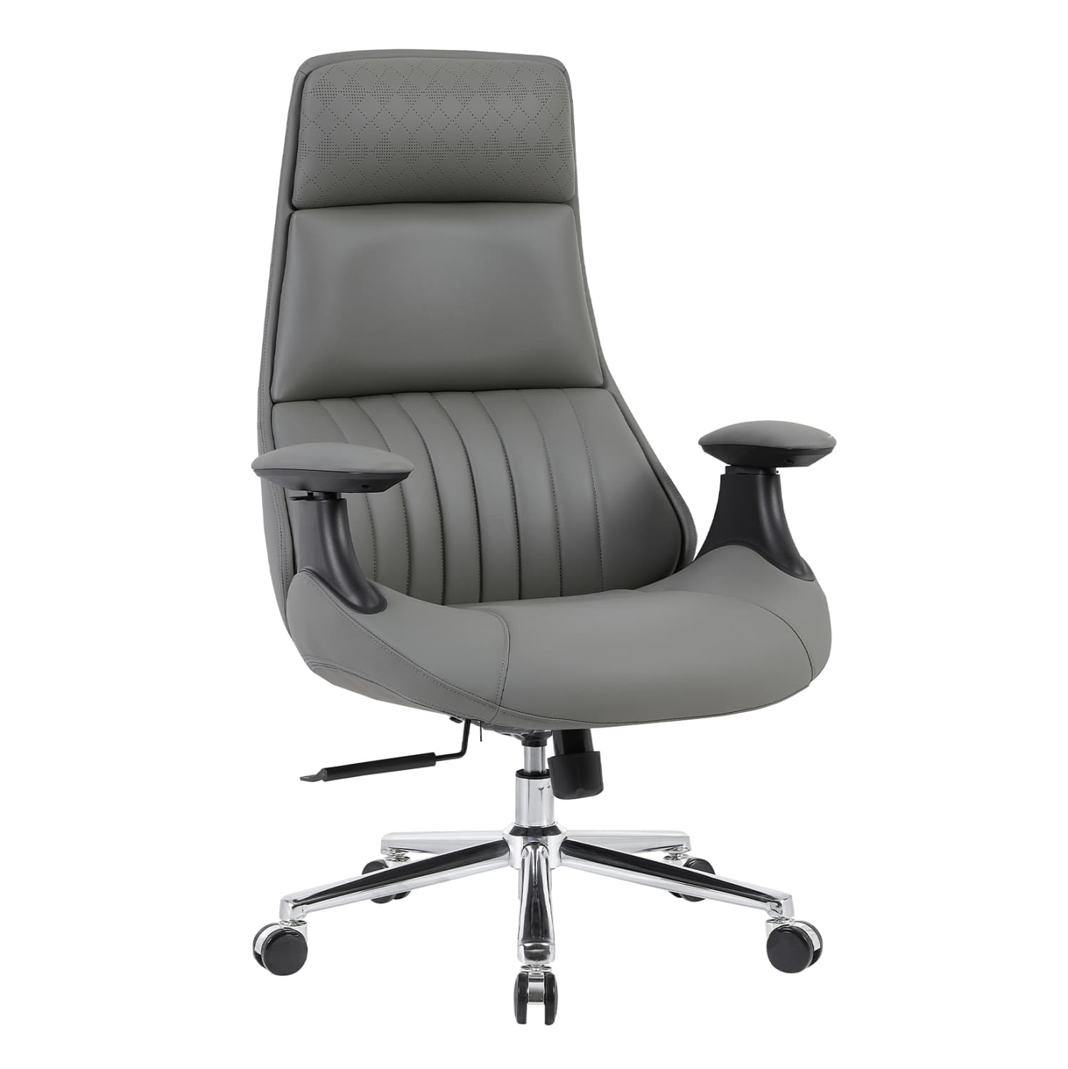 OFFICE CHAIR PULSE GREY PU--CHROMED BASE 73x70x115-121(H)cm