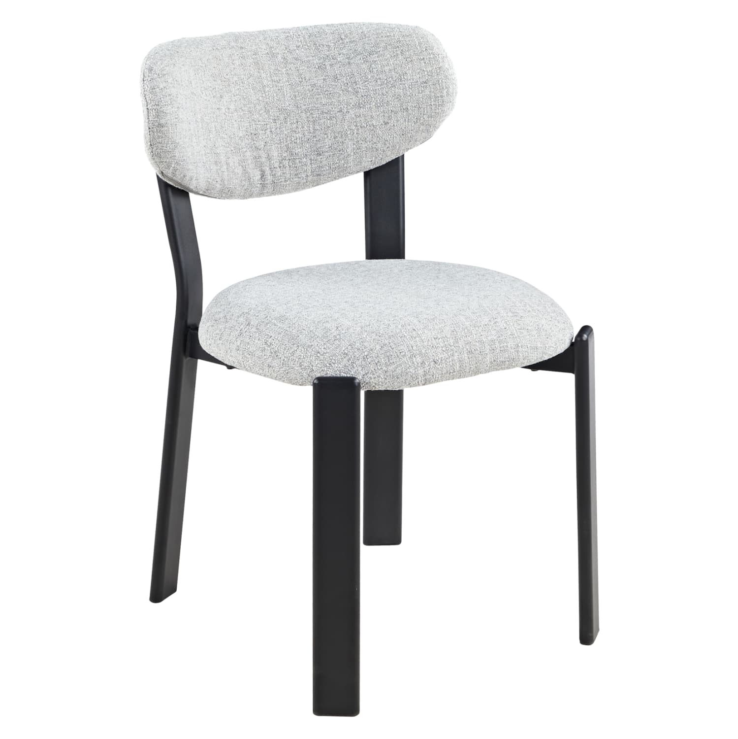 DINING CHAIR RAMEN GREY FABRIC--BLACK METAL LEGS 46x62.5x79Hcm.
